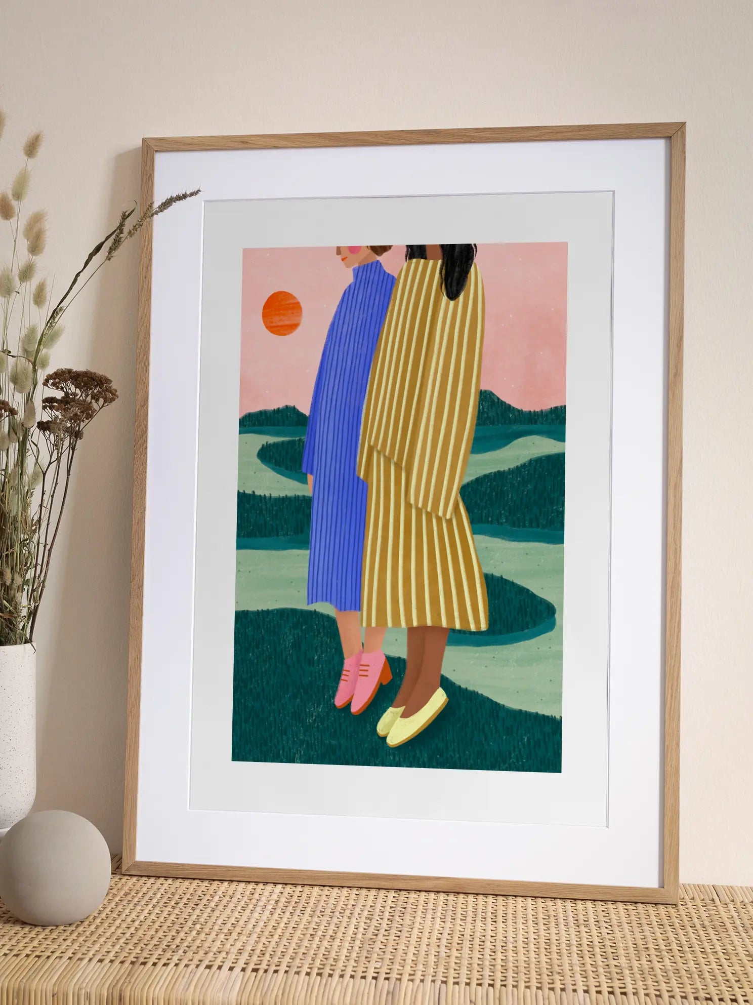 Friends With Striped Dresses Poster