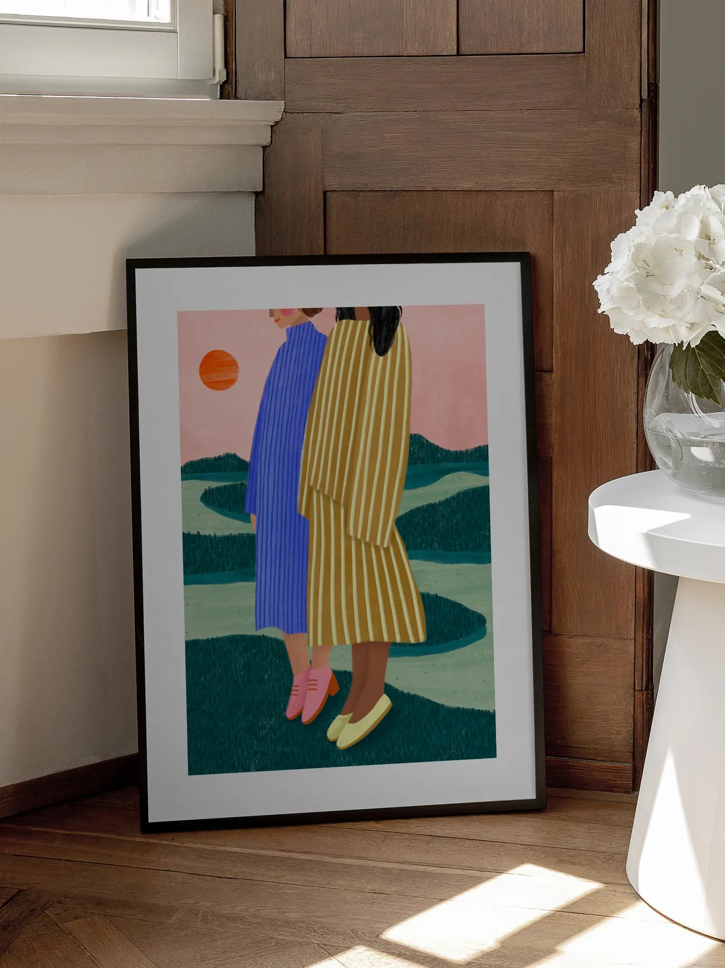 Friends With Striped Dresses Poster