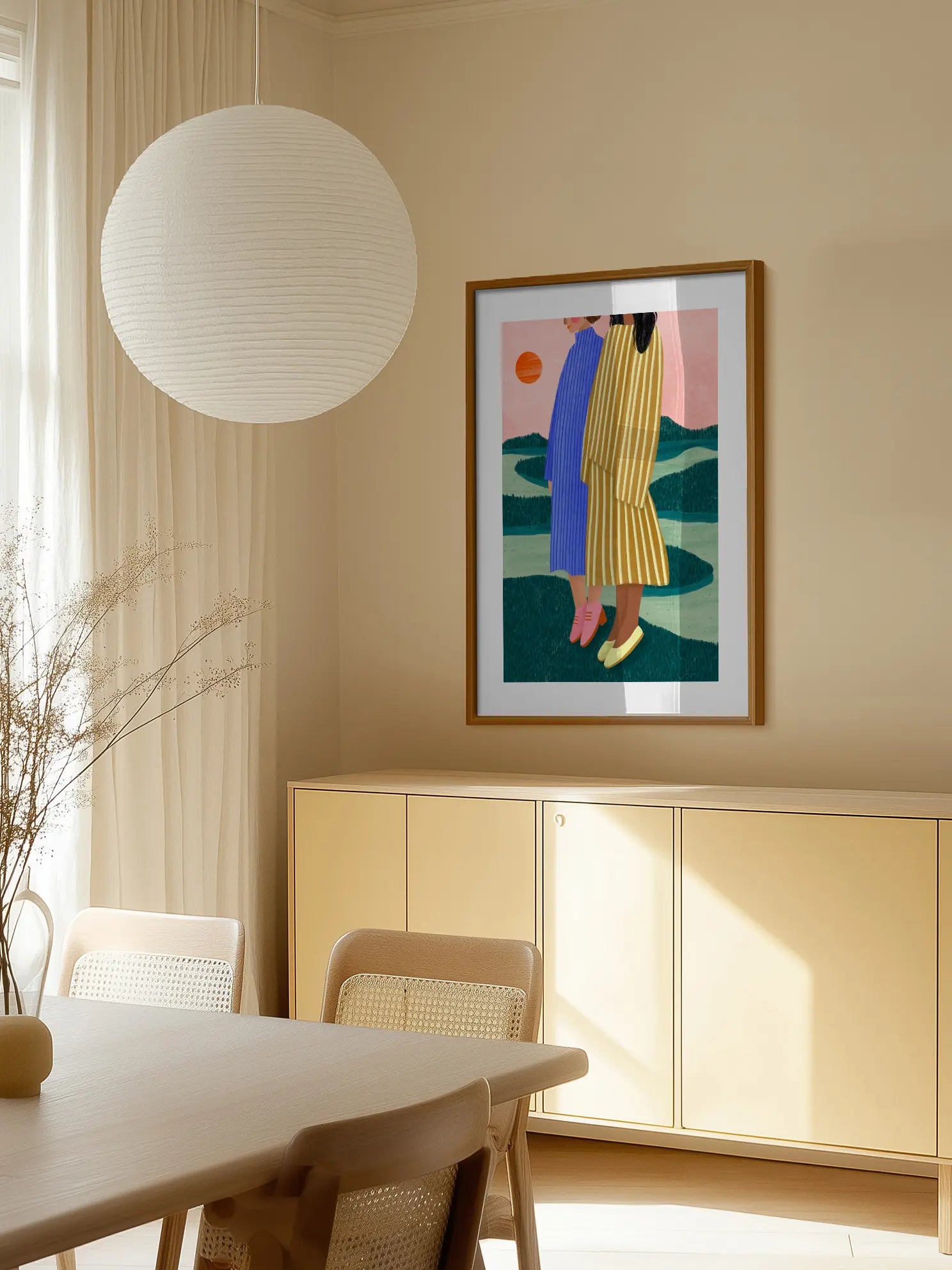 Friends With Striped Dresses Poster