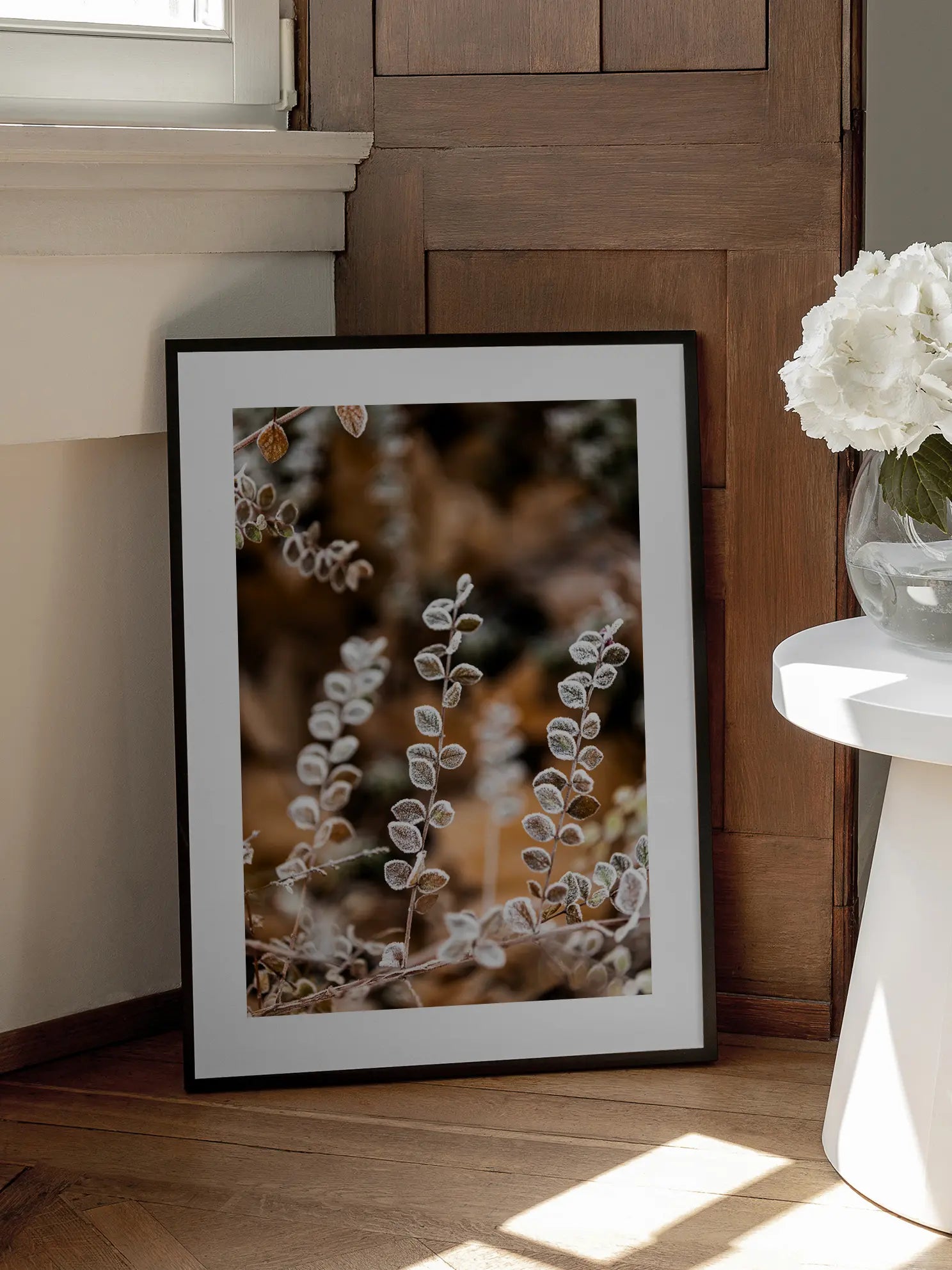 Frosty Leaves Poster