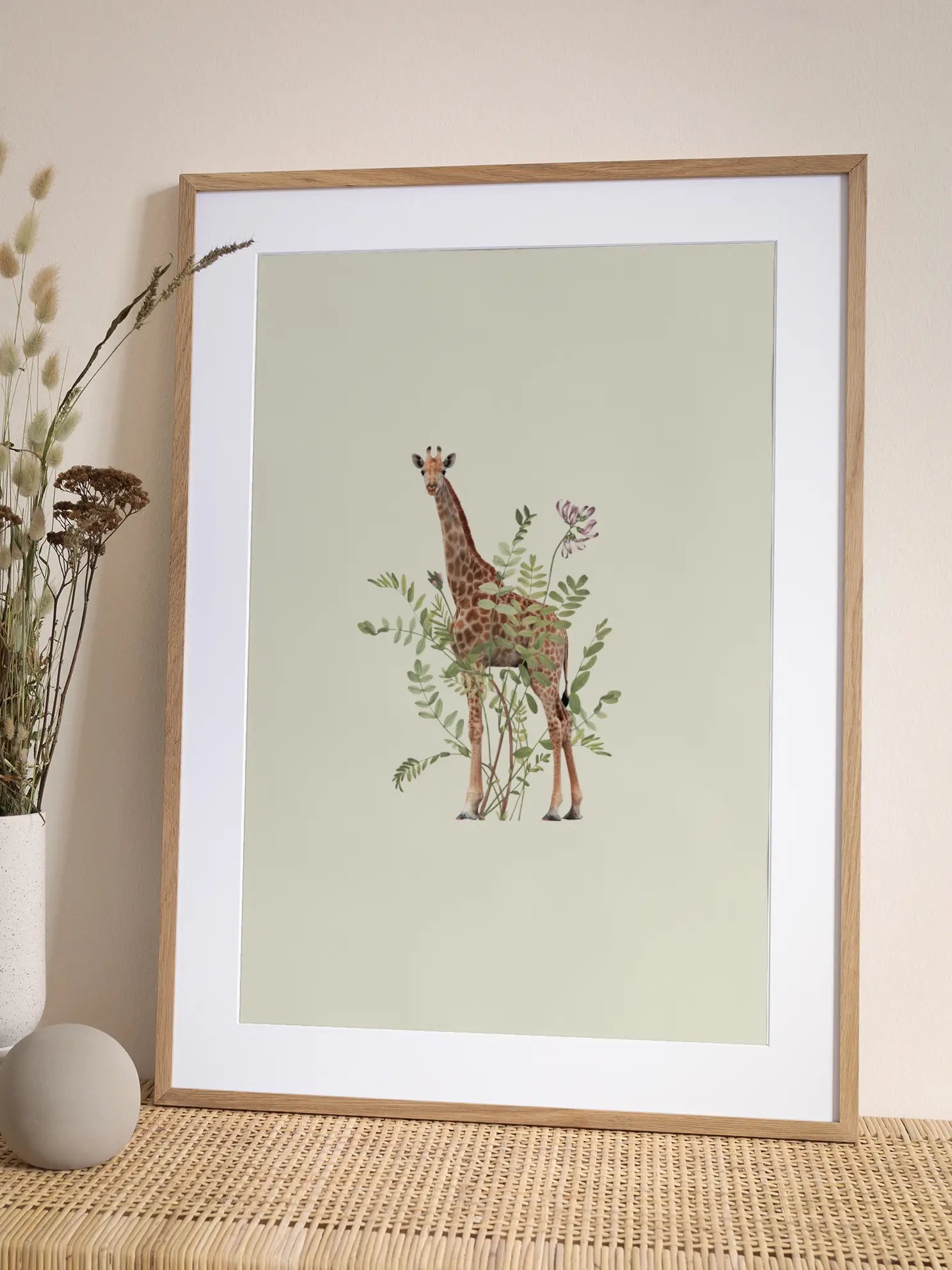 Giraffe in the Garden Poster