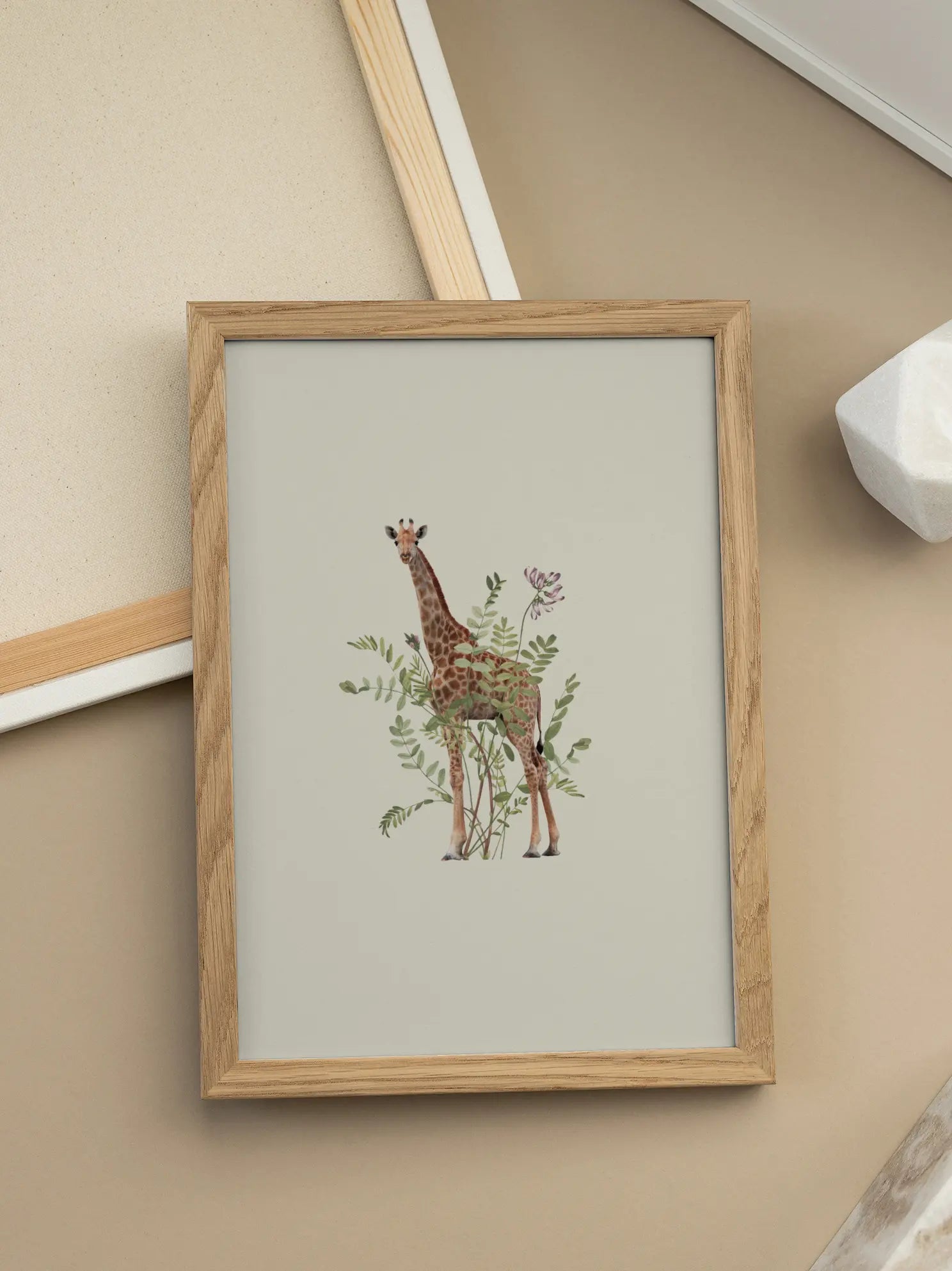 Giraffe in the Garden Poster