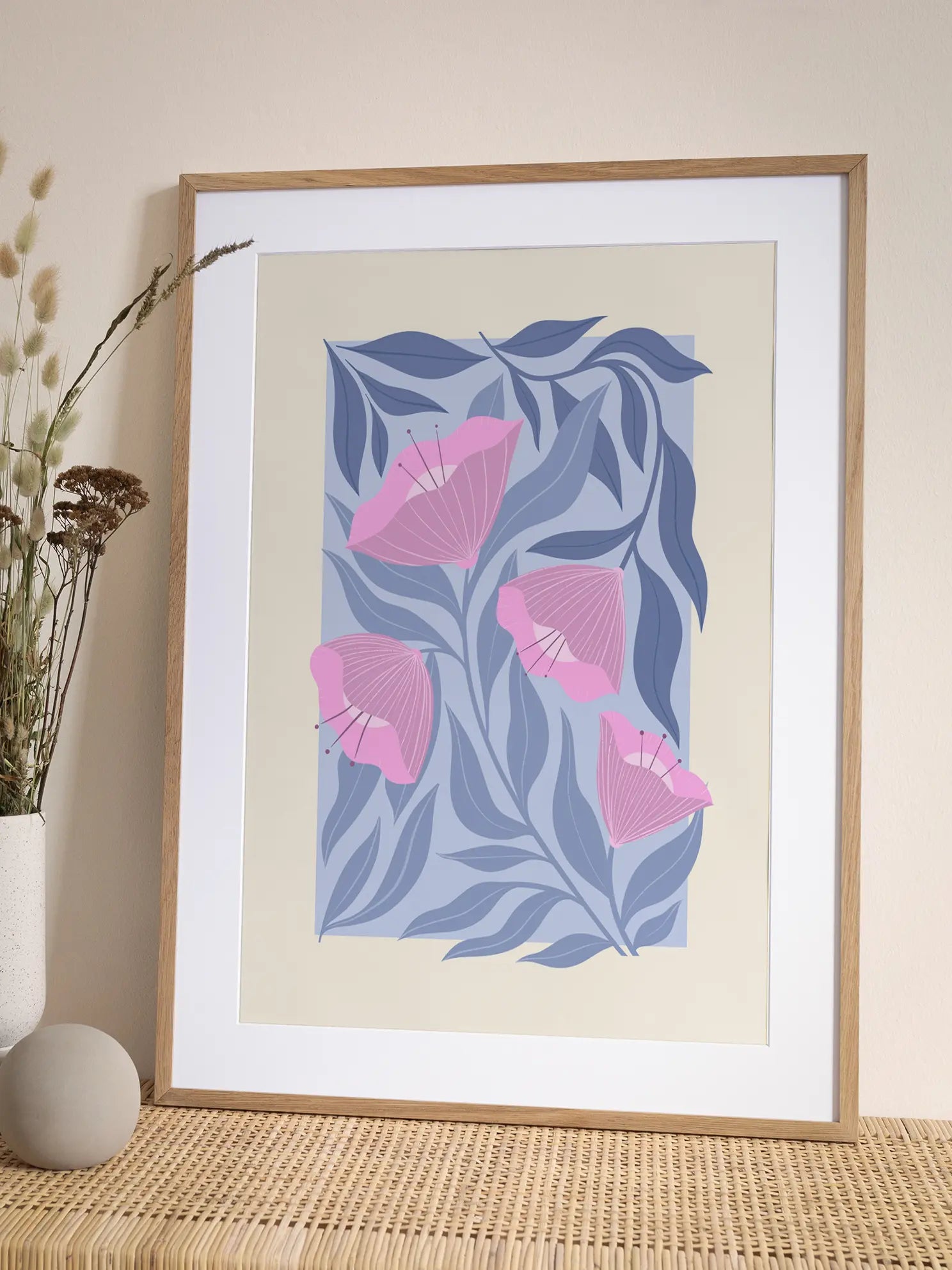 Graphic Pink Flowers Poster
