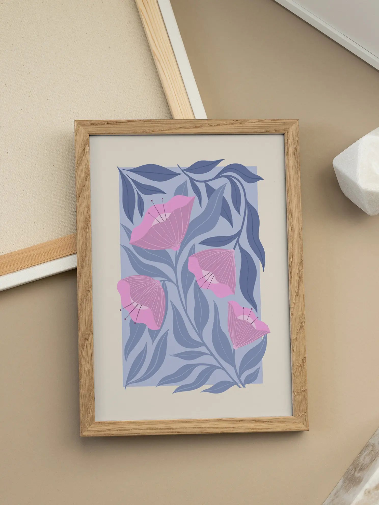 Graphic Pink Flowers Poster