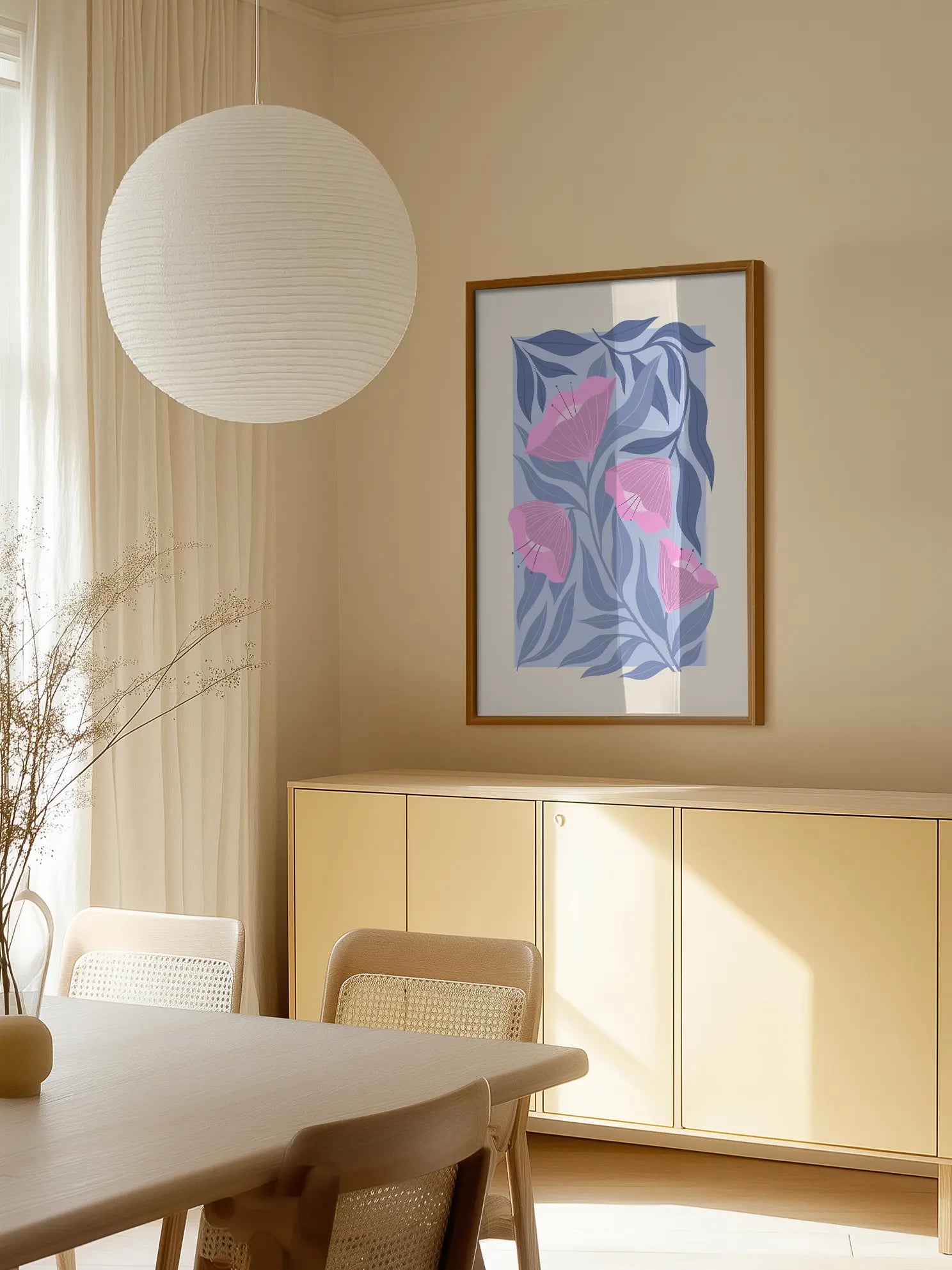 Graphic Pink Flowers Poster