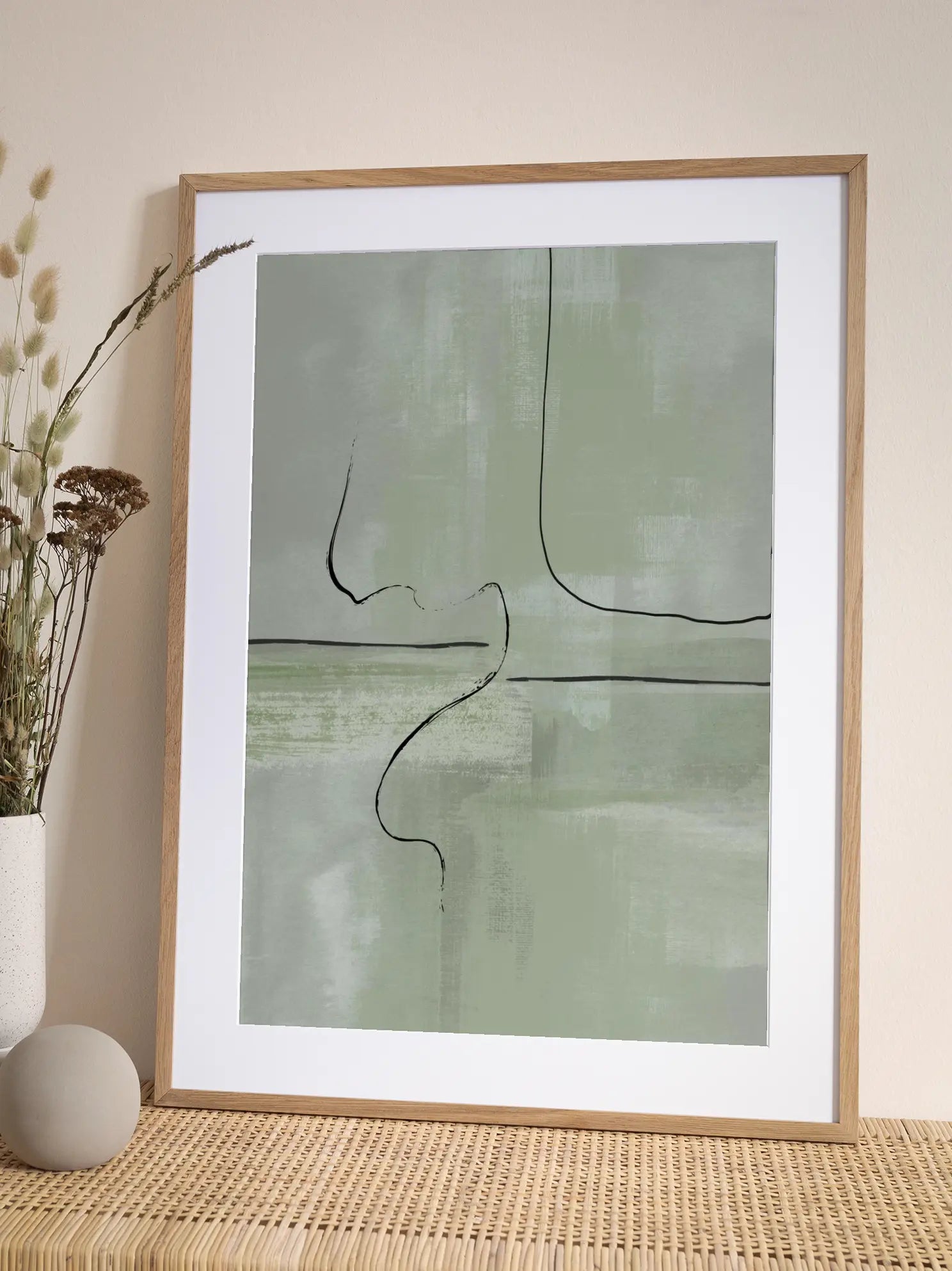 Green Abstract Lines Poster