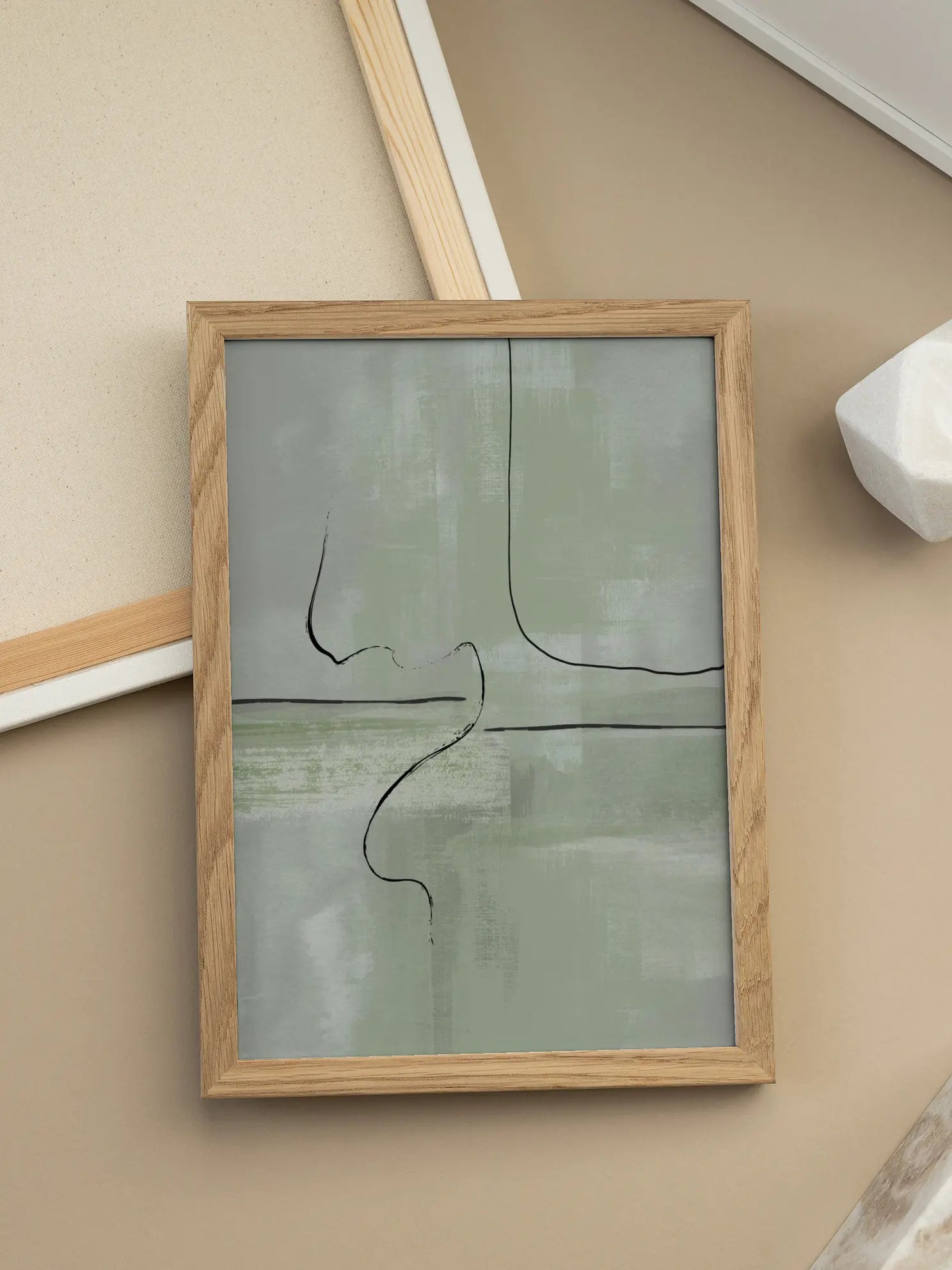 Green Abstract Lines Poster