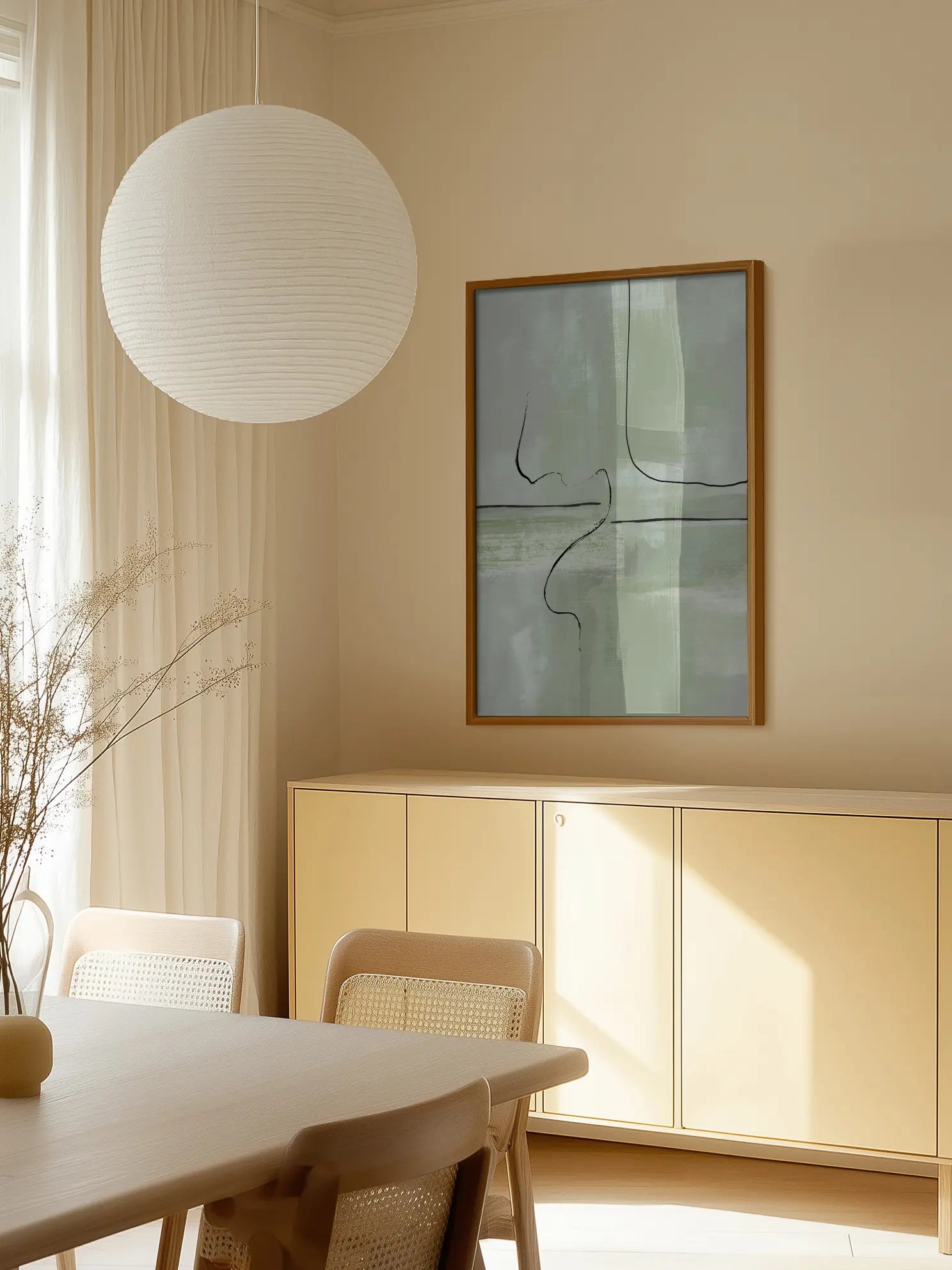 Green Abstract Lines Poster