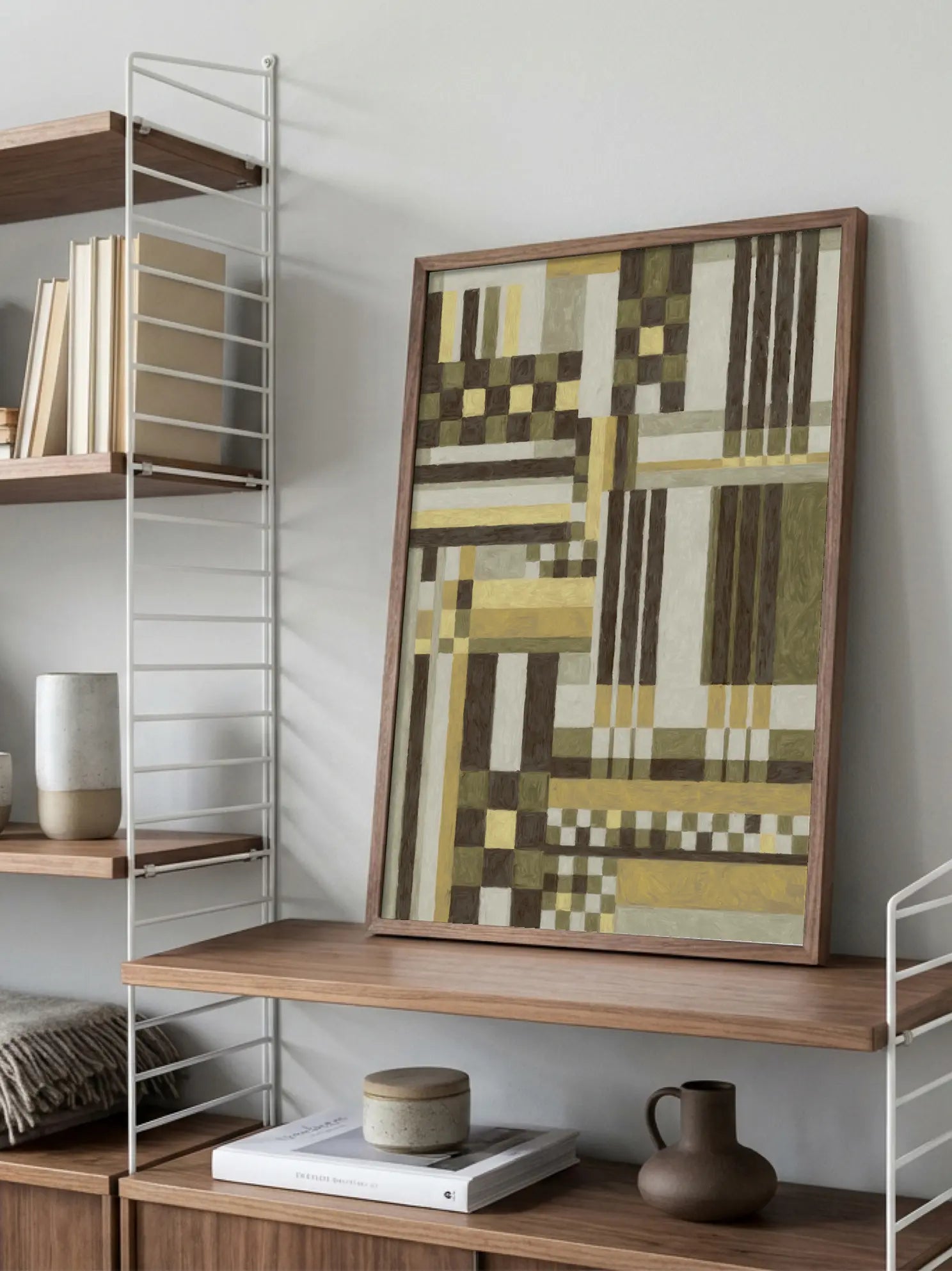 Green Brown and Yellow Squares Poster