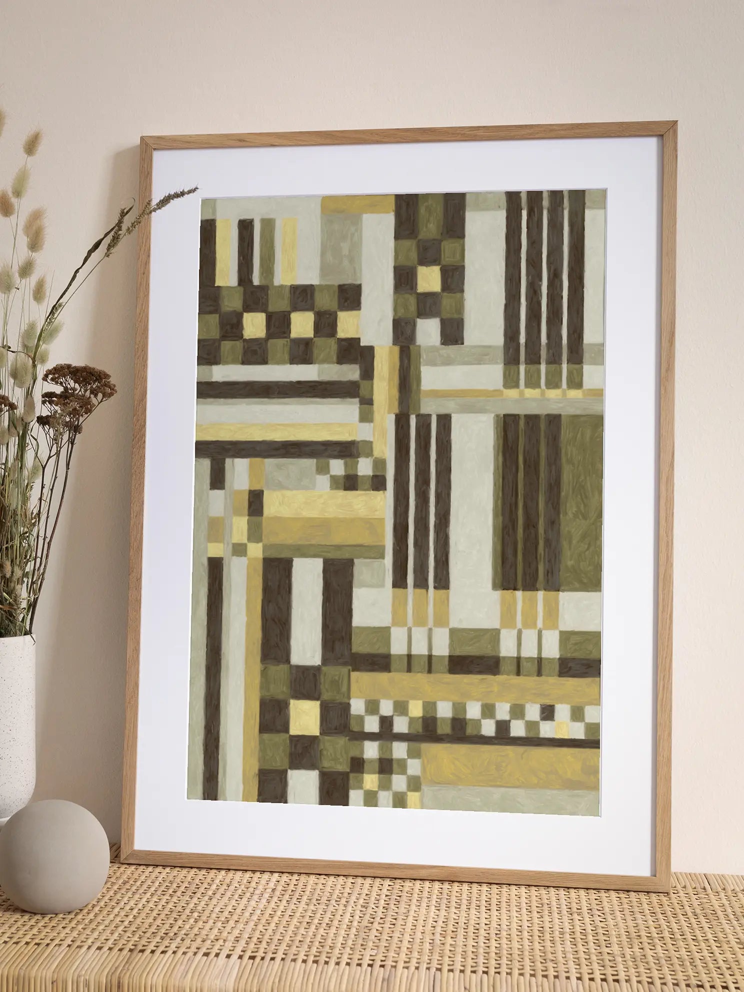 Green Brown and Yellow Squares Poster