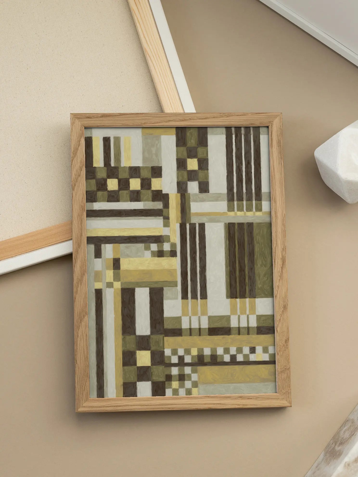 Green Brown and Yellow Squares Poster