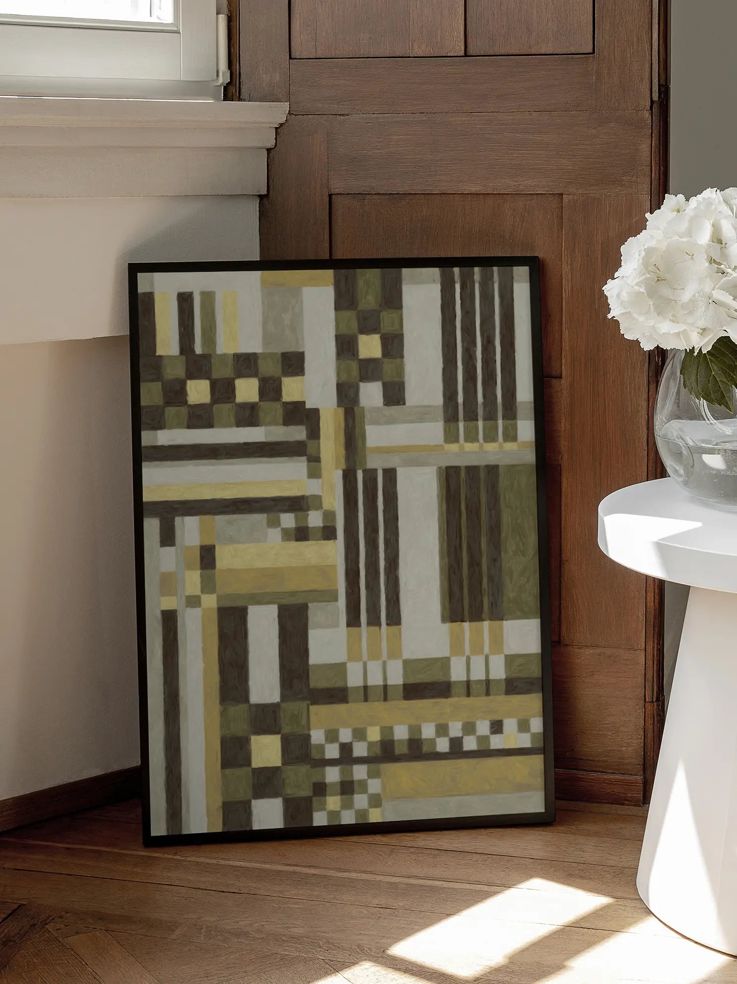 Green Brown and Yellow Squares Poster