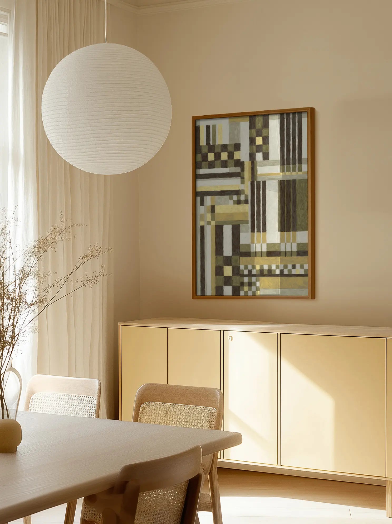 Green Brown and Yellow Squares Poster