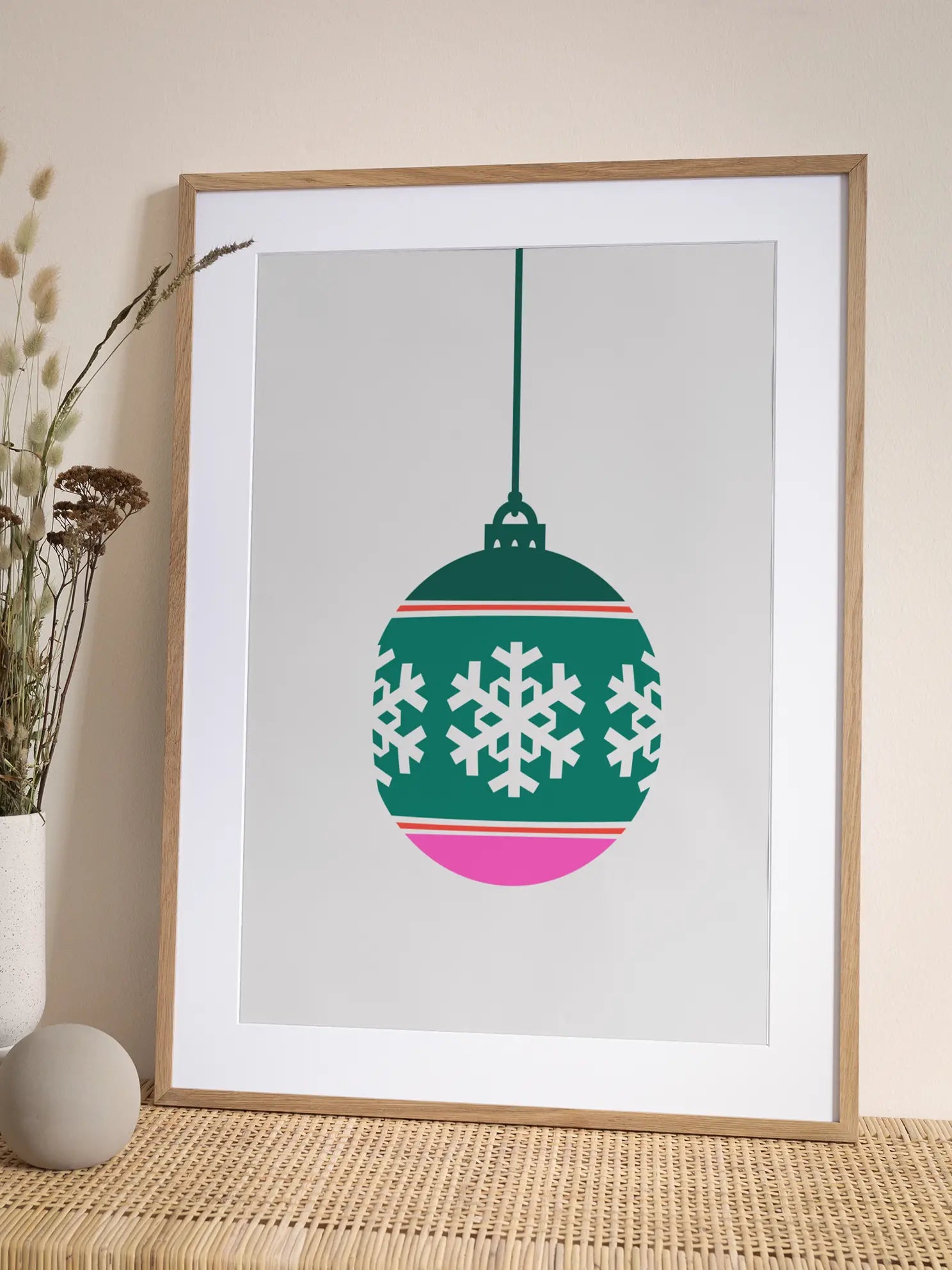 Green Christmas Bauble Poster