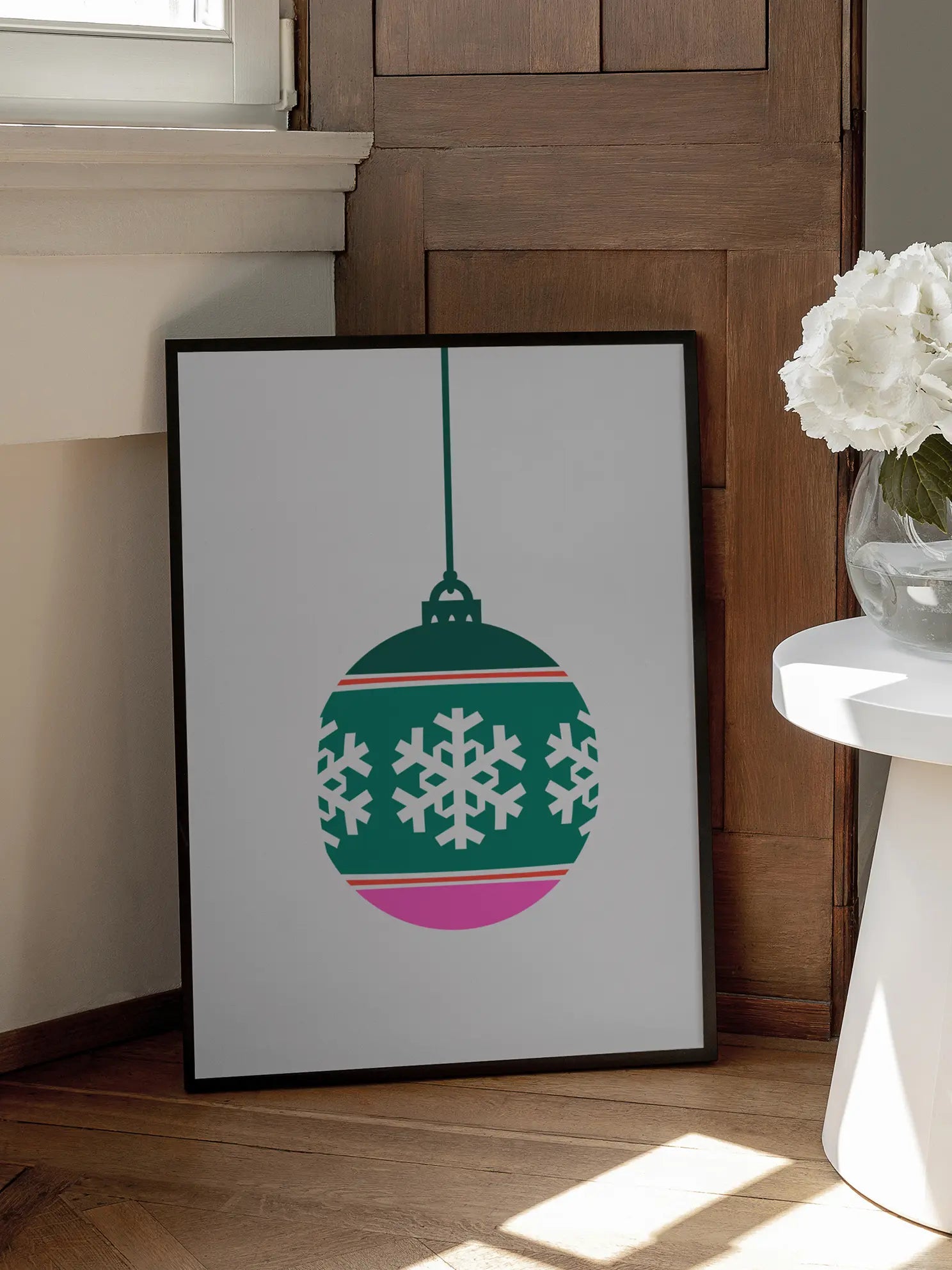 Green Christmas Bauble Poster