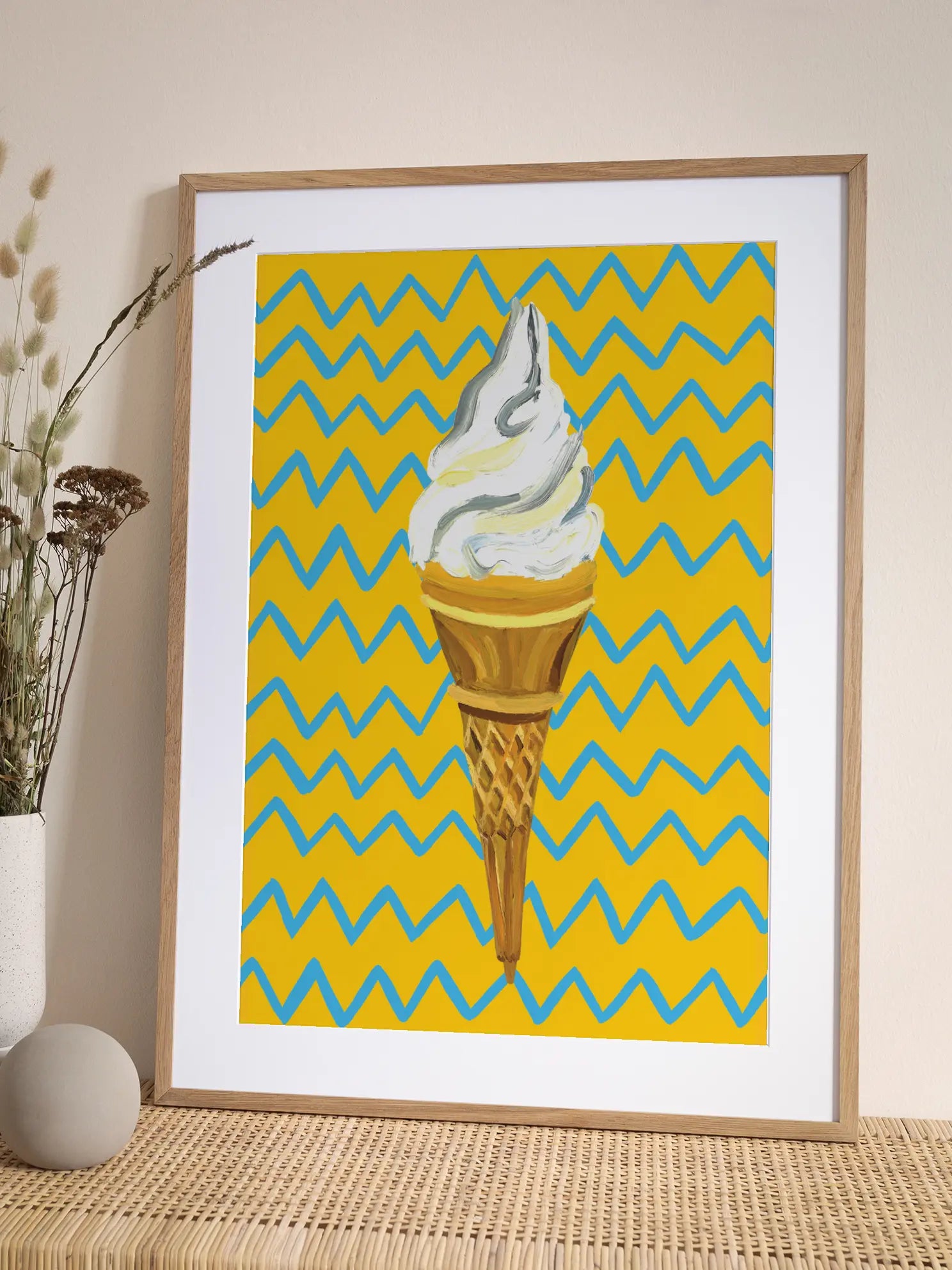 Ice Cream on Yellow Poster