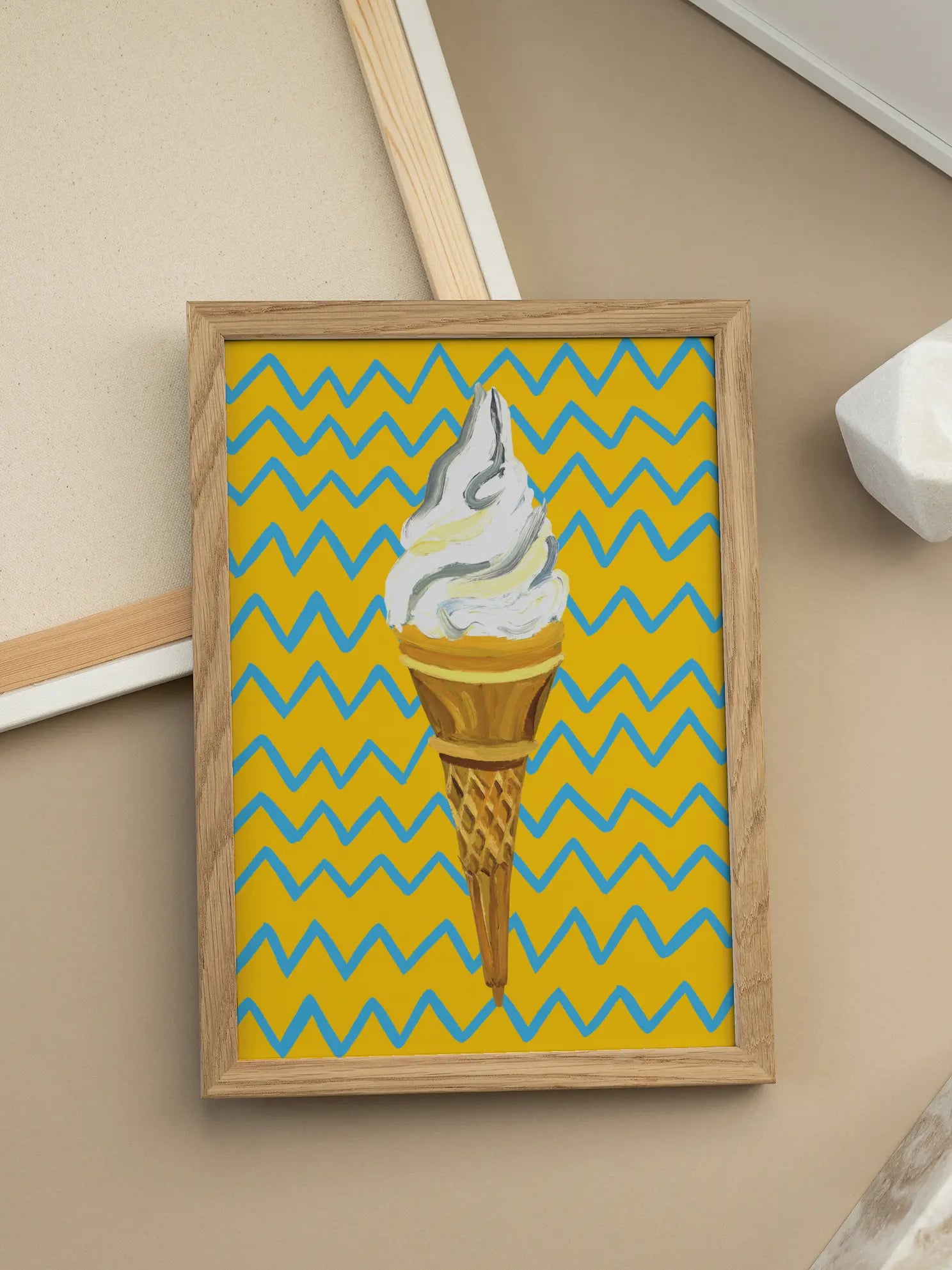 Ice Cream on Yellow Poster