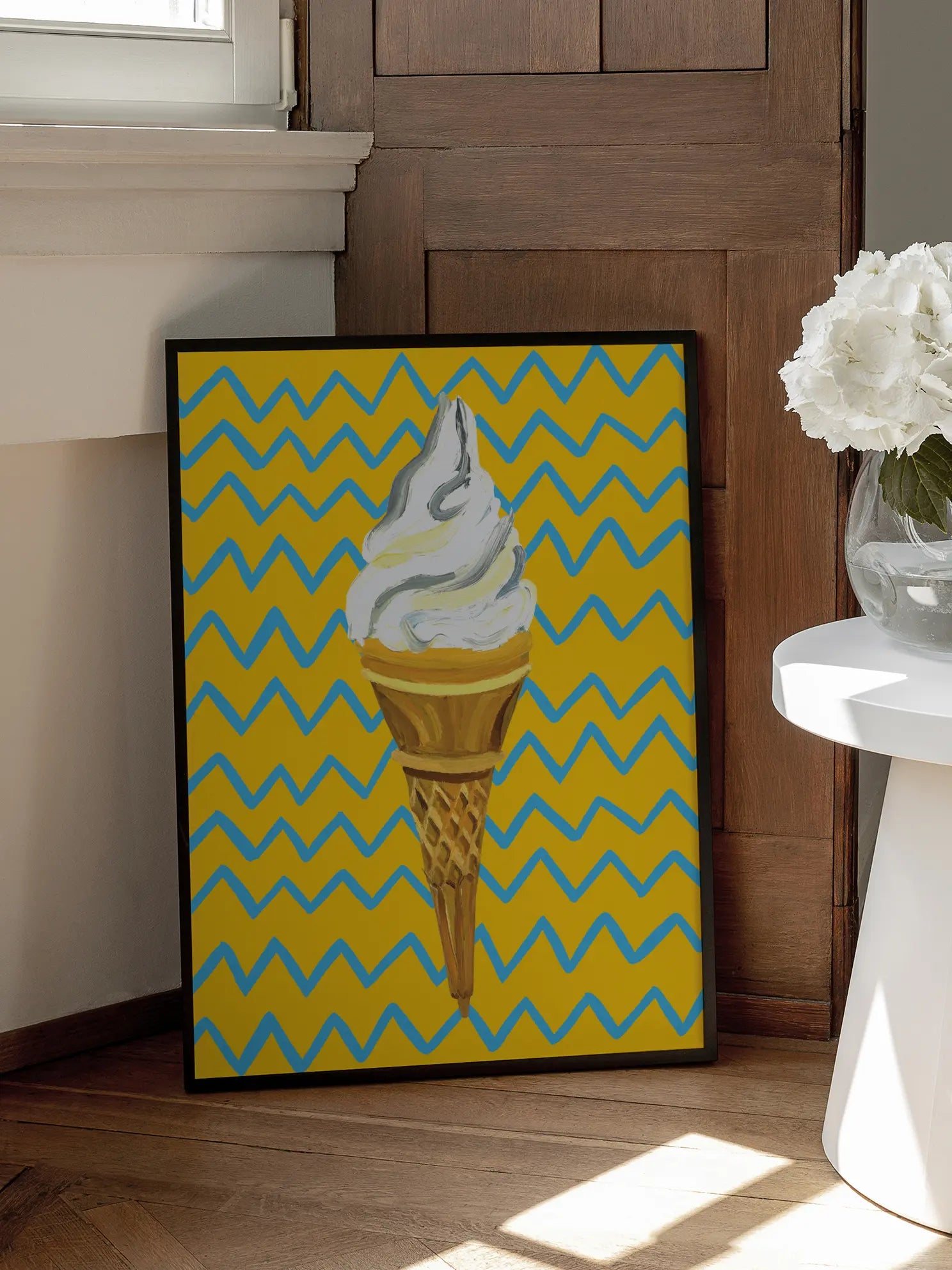 Ice Cream on Yellow Poster