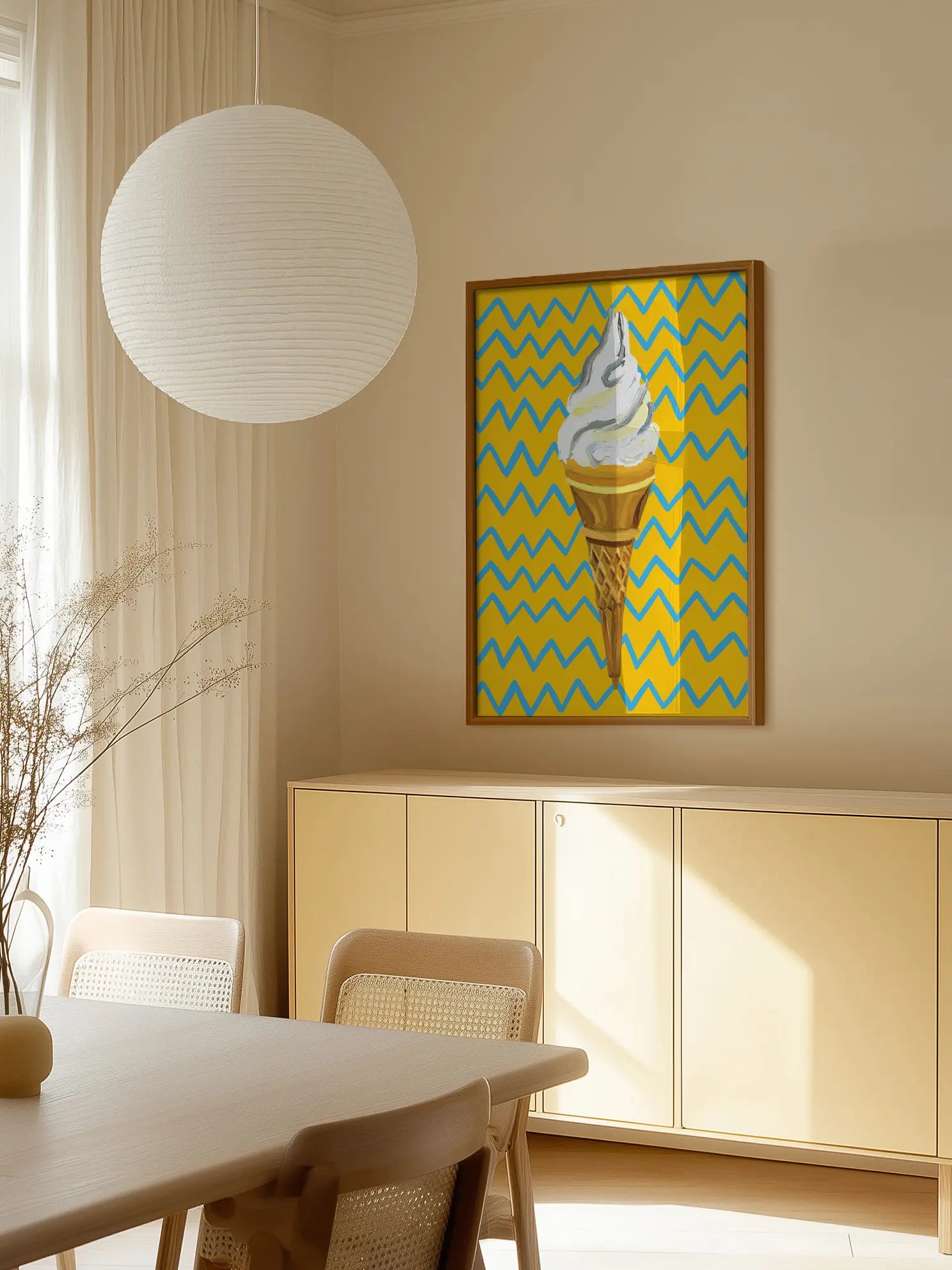 Ice Cream on Yellow Poster