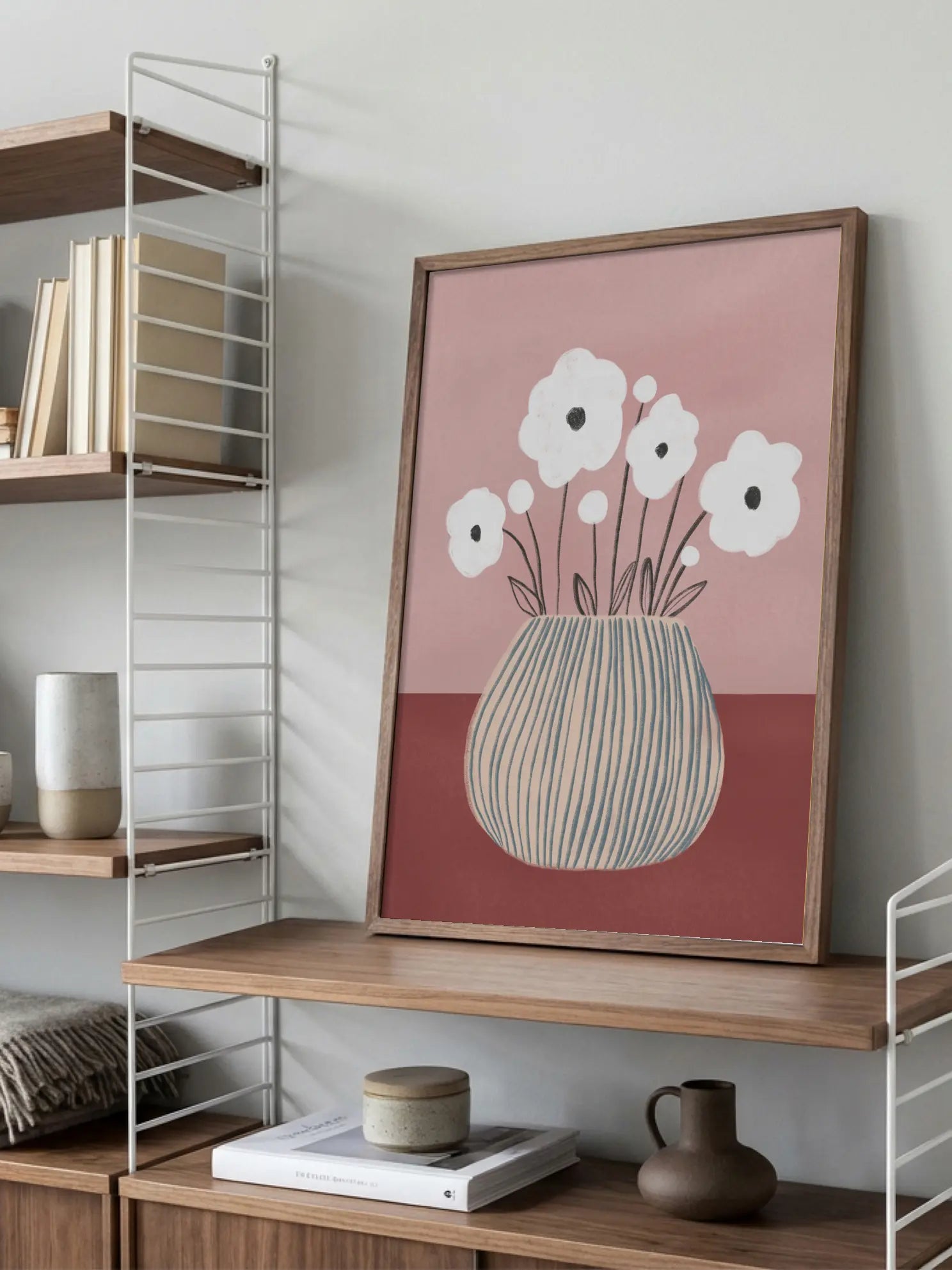 Illustrated White Flowers Poster