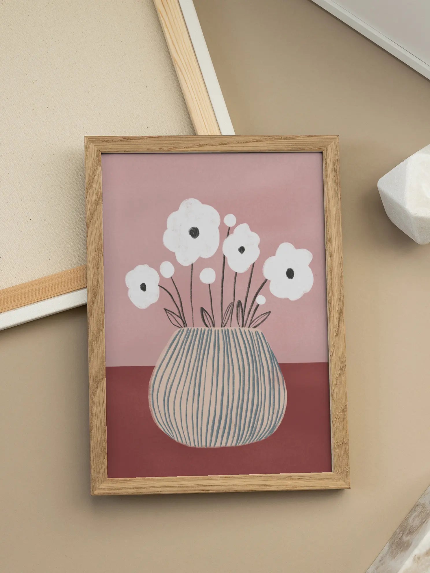 Illustrated White Flowers Poster