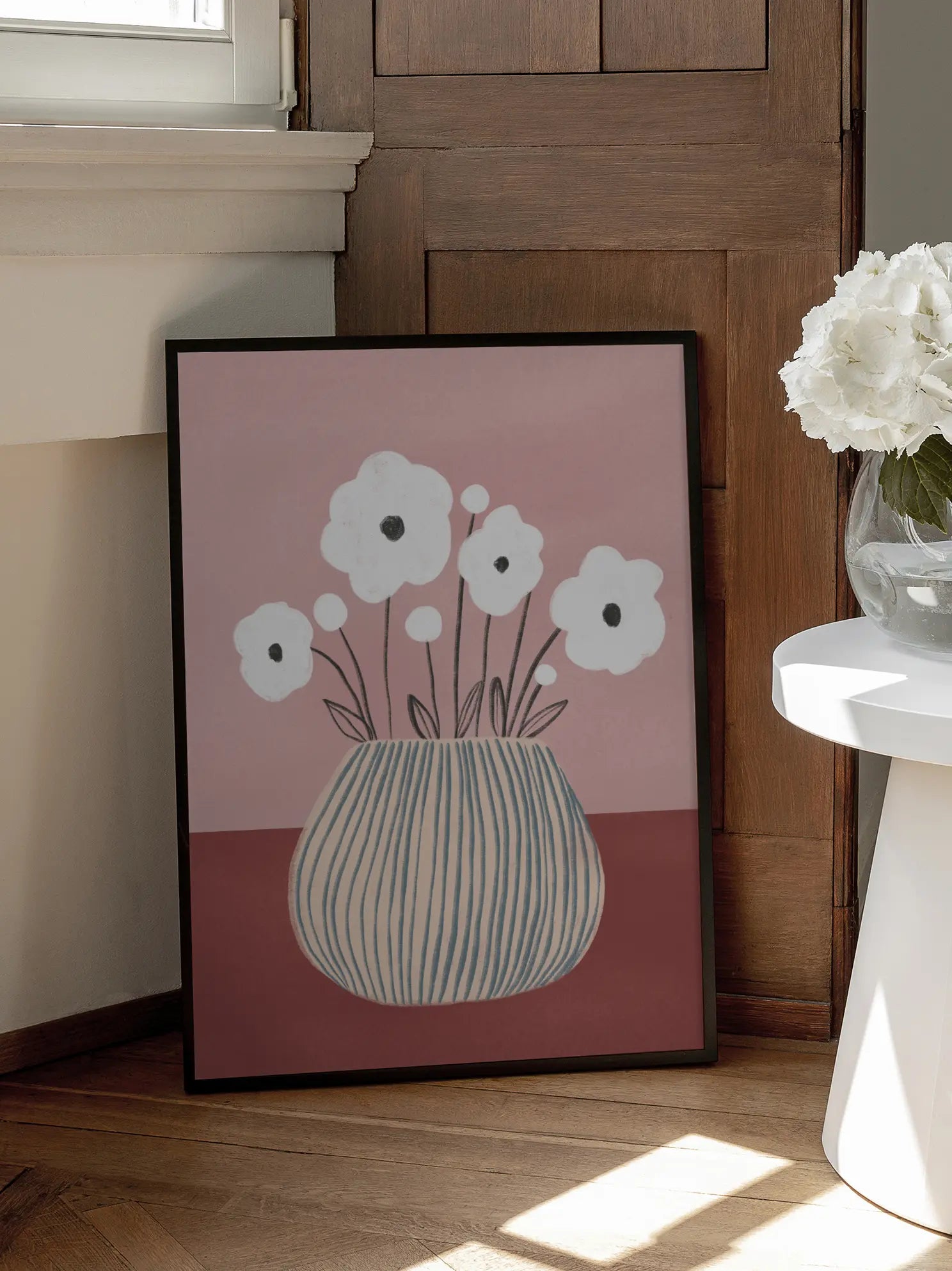 Illustrated White Flowers Poster