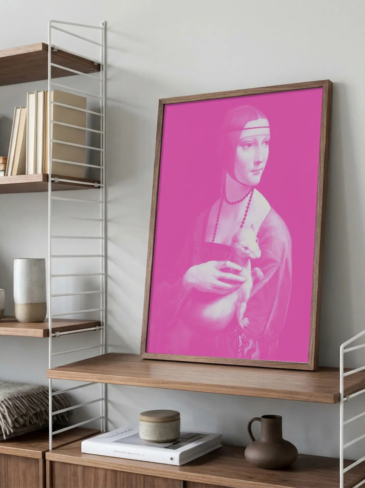 Lady with an Ermine Pink Poster