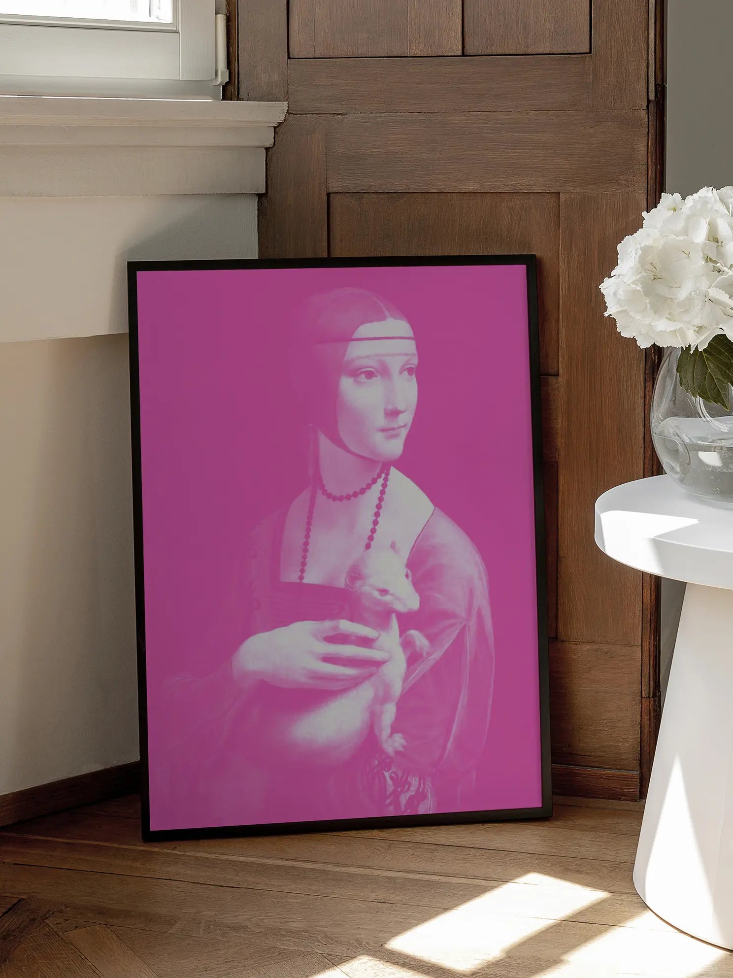 Lady with an Ermine Pink Poster
