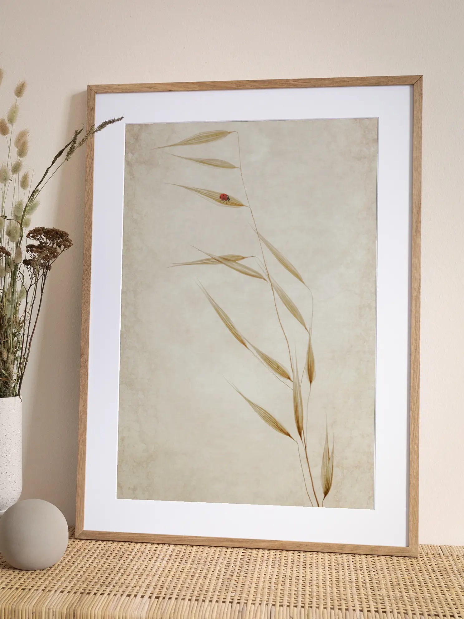 Ladybug on Wheat Poster