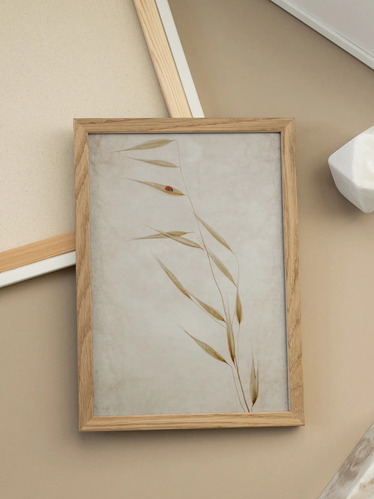 Ladybug on Wheat Poster
