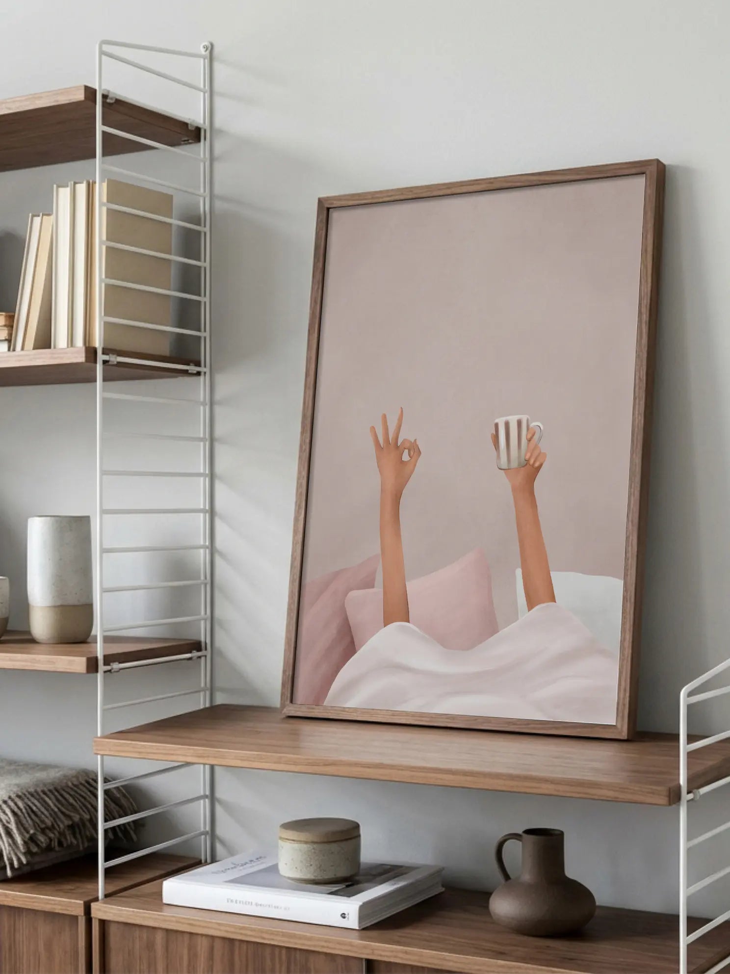 Lazy Morning Bett Kaffee Poster