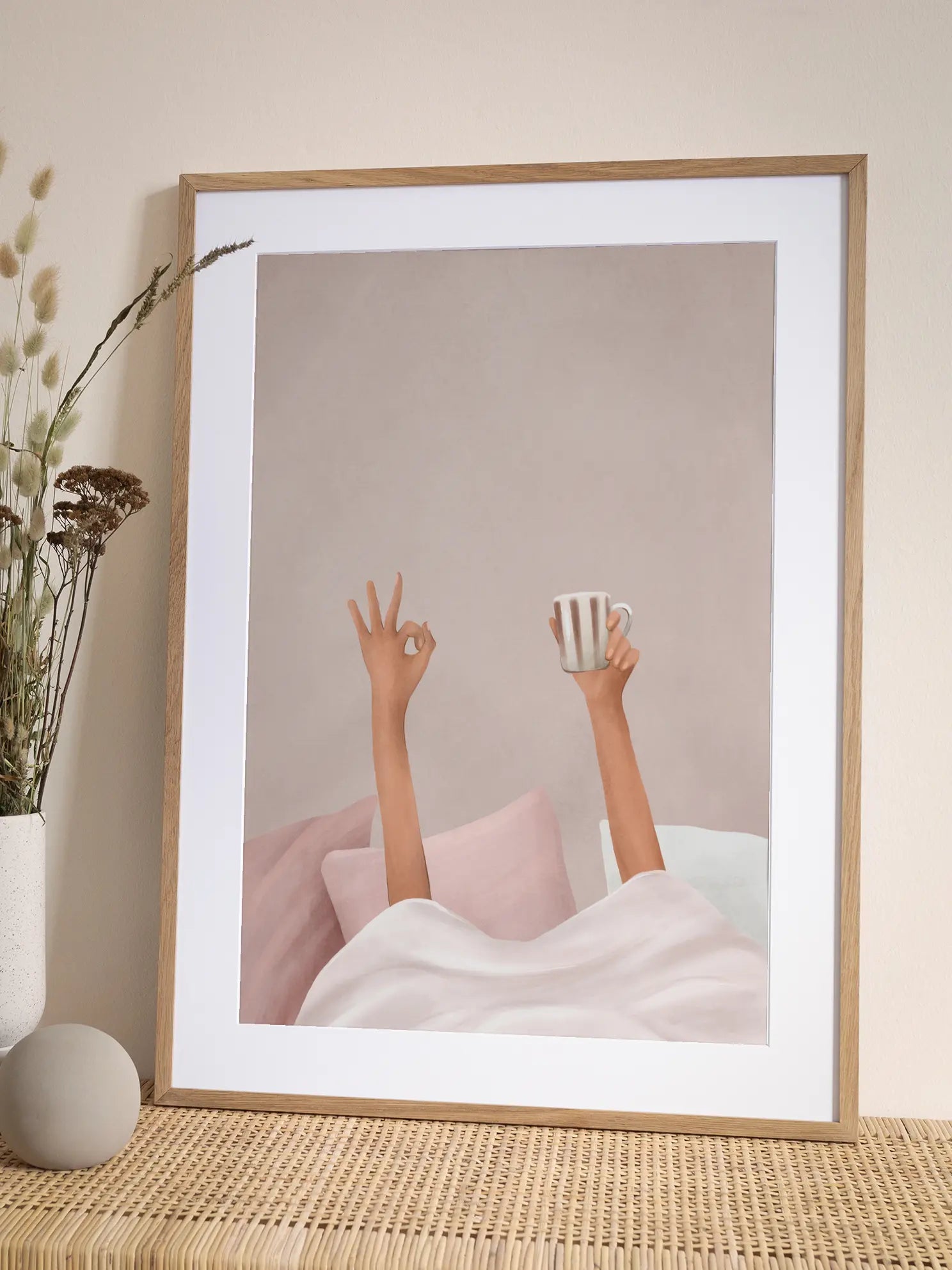 Lazy Morning Bett Kaffee Poster