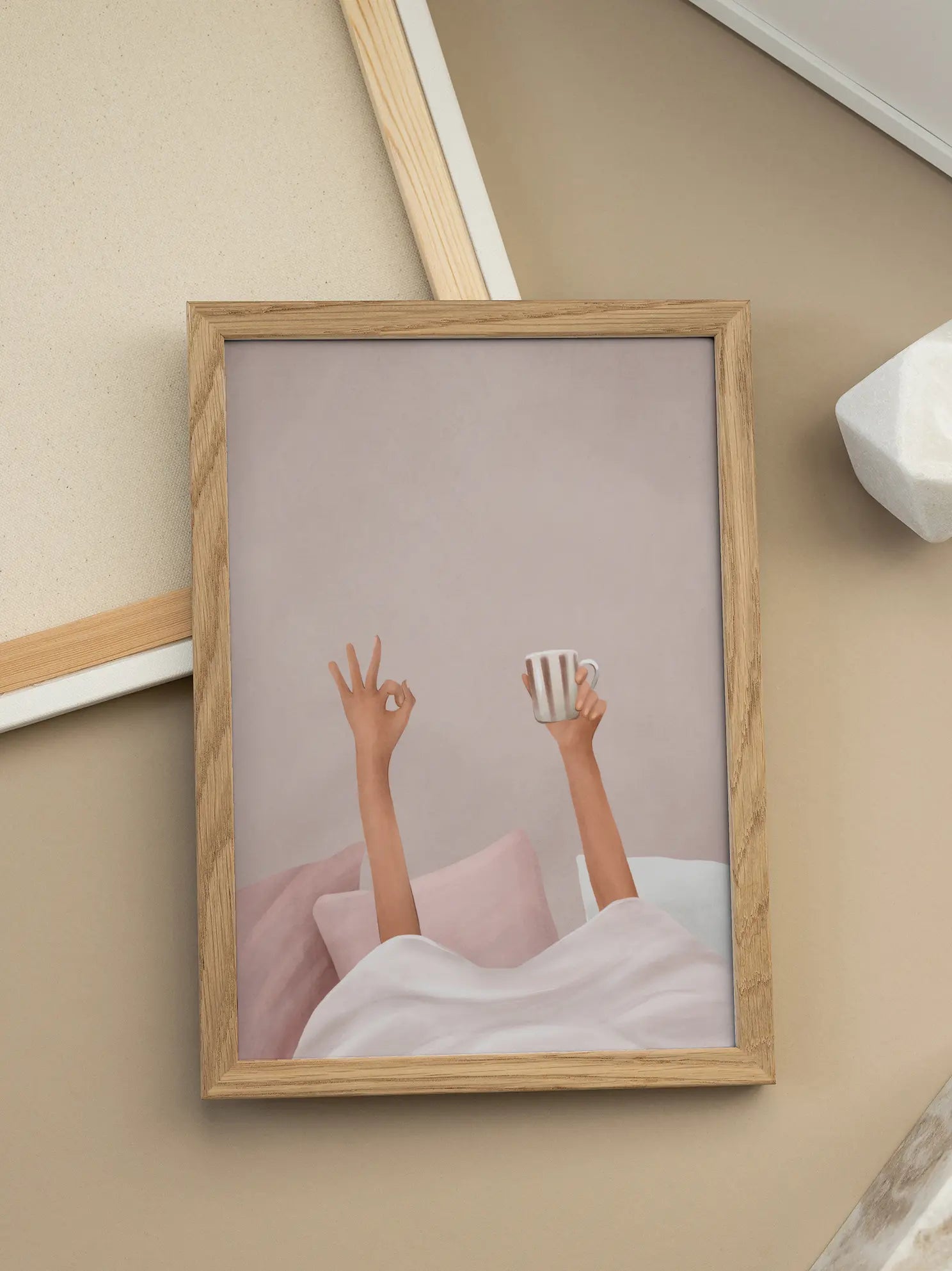 Lazy Morning Bett Kaffee Poster