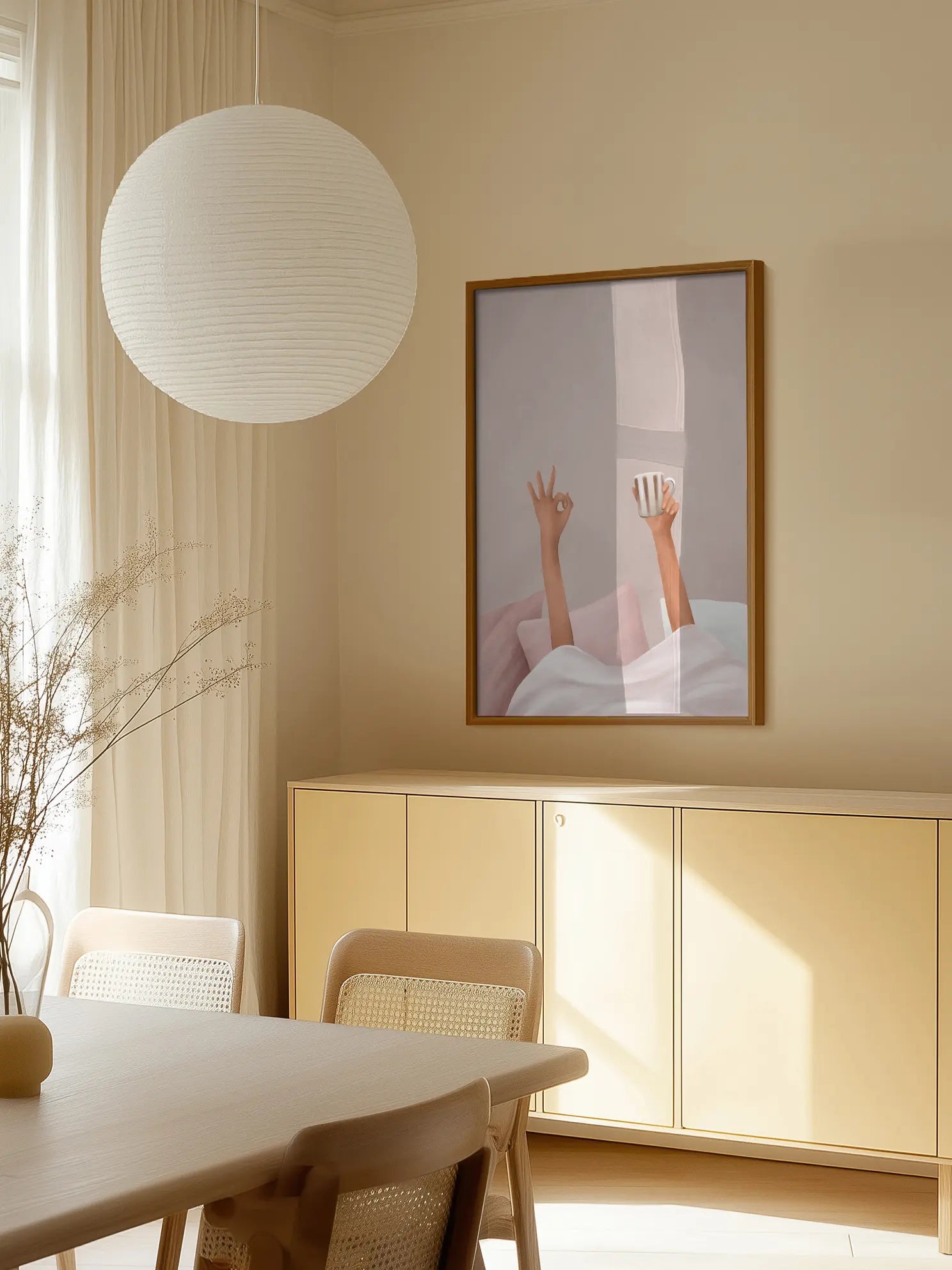Lazy Morning Bett Kaffee Poster