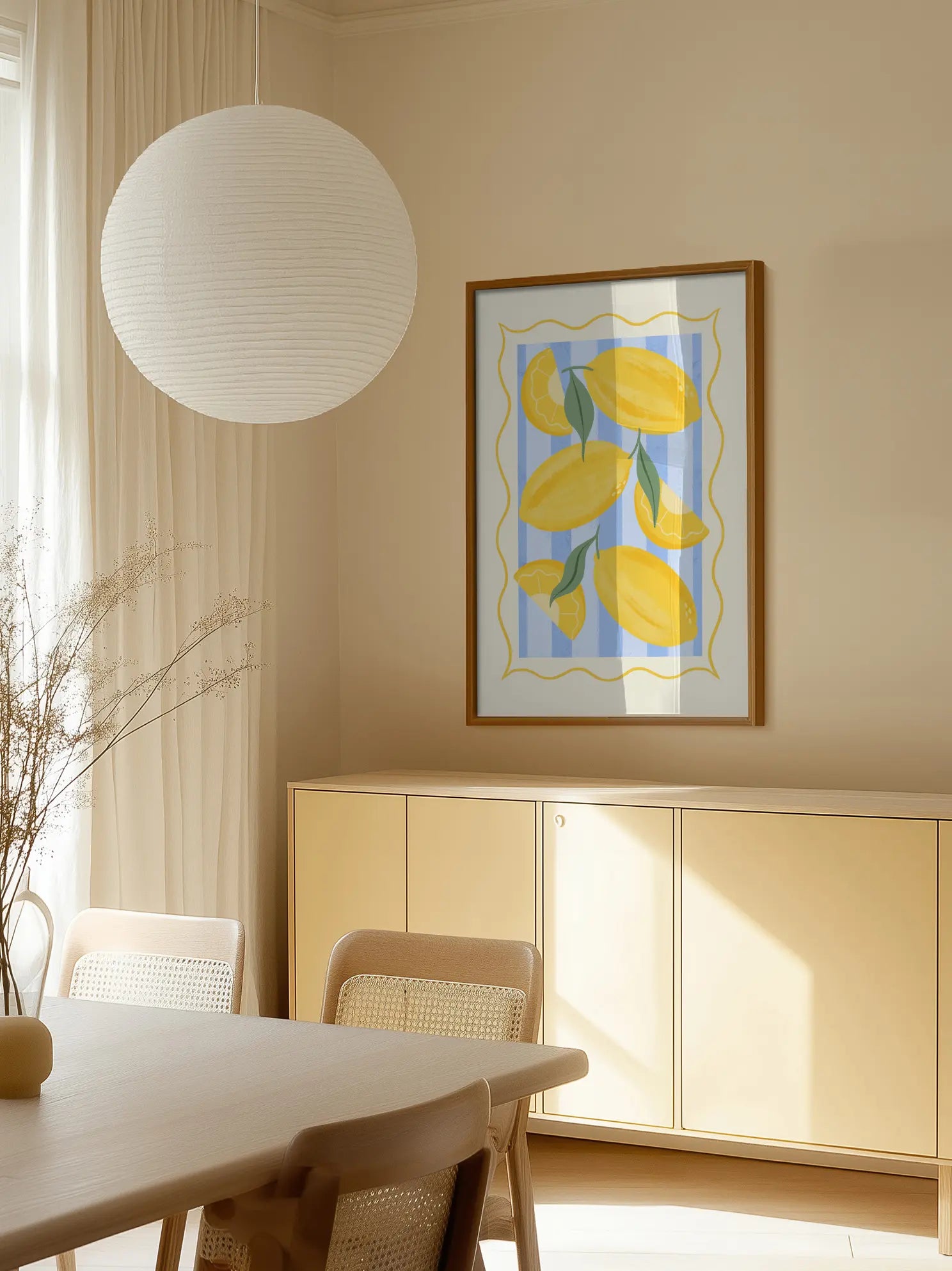 Lemons on Blue Poster