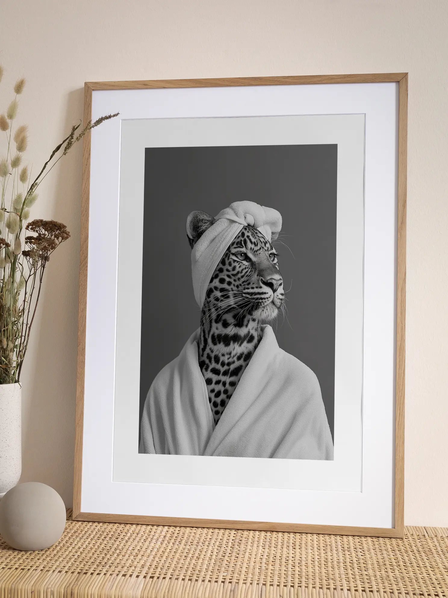 Leopard in Robe Poster