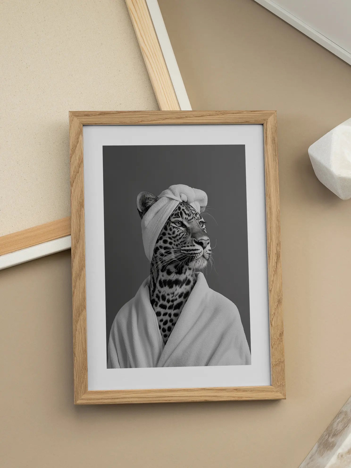 Leopard in Robe Poster
