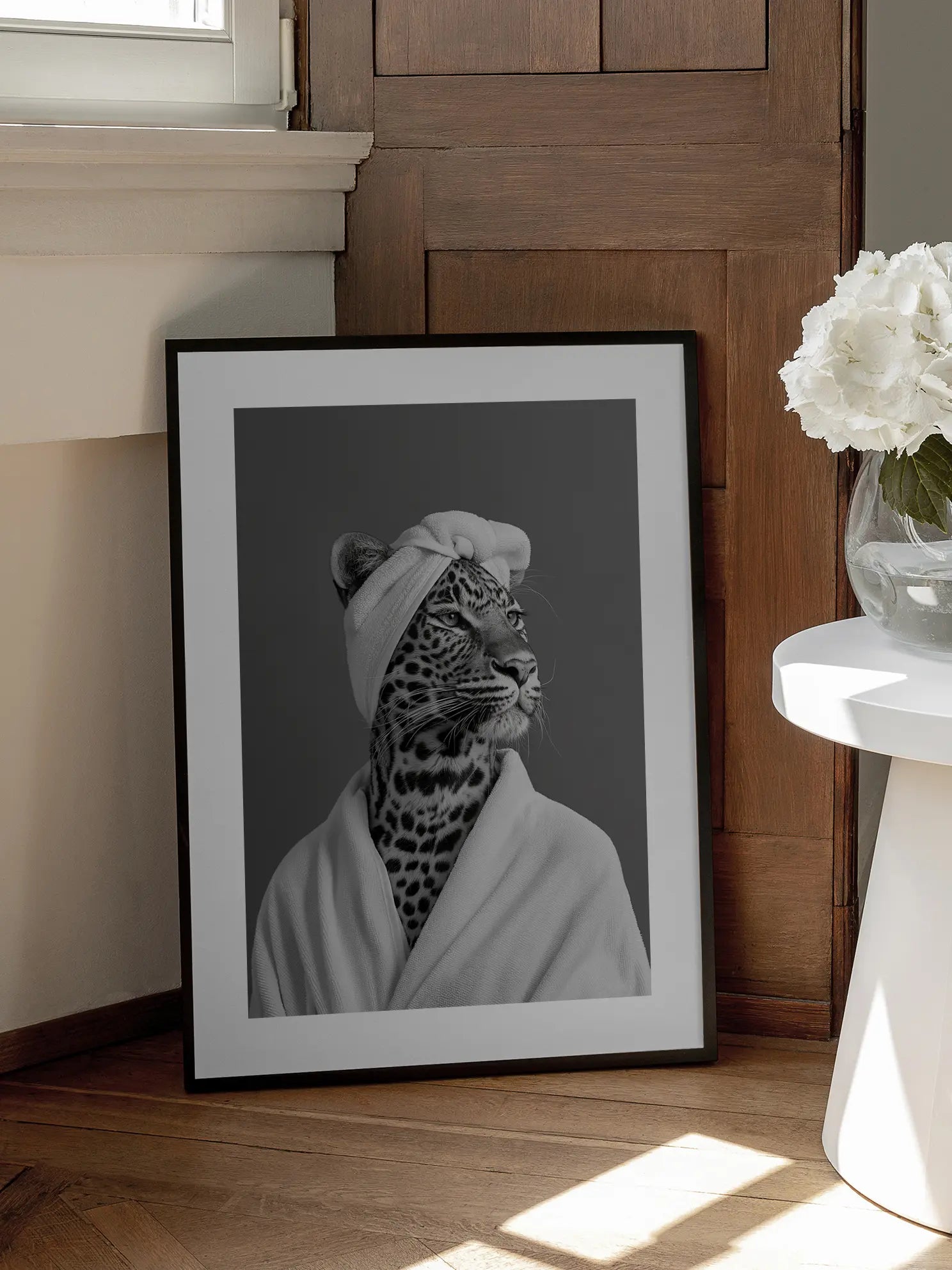 Leopard in Robe Poster