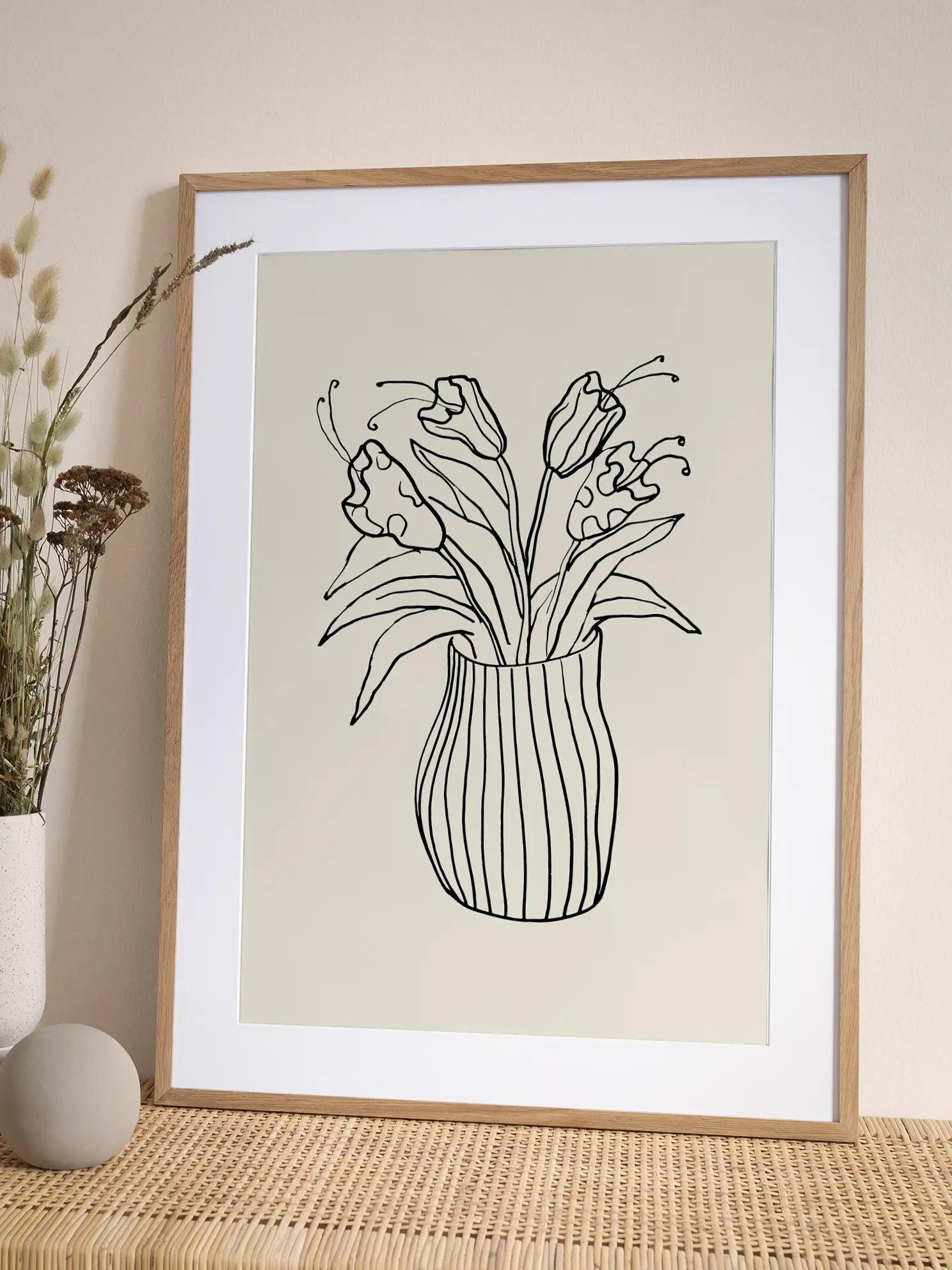 Line Art Flowers Poster