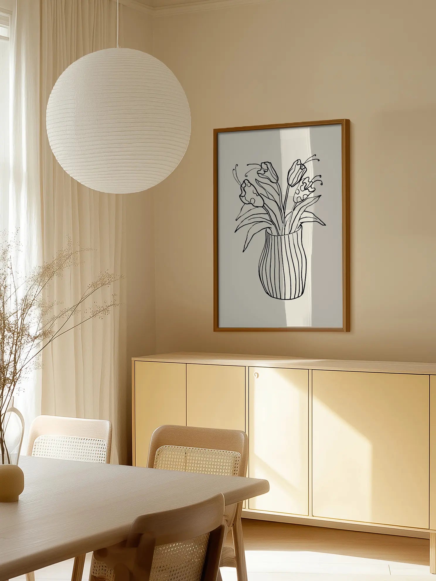 Line Art Flowers Poster