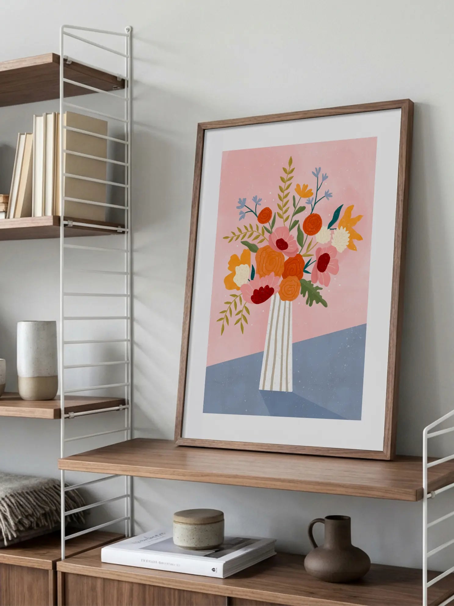 Line Vase with Flowers Poster
