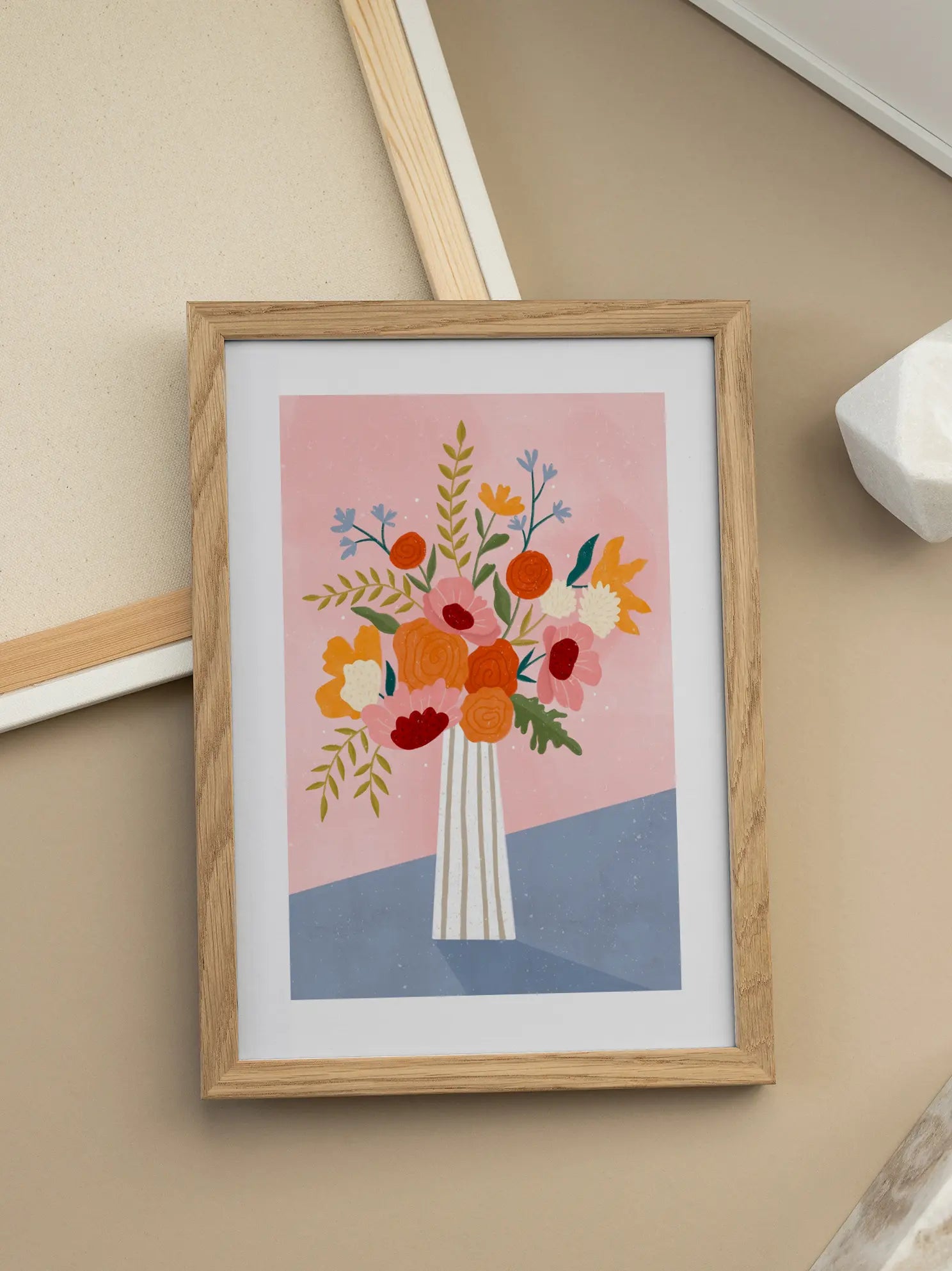 Line Vase with Flowers Poster