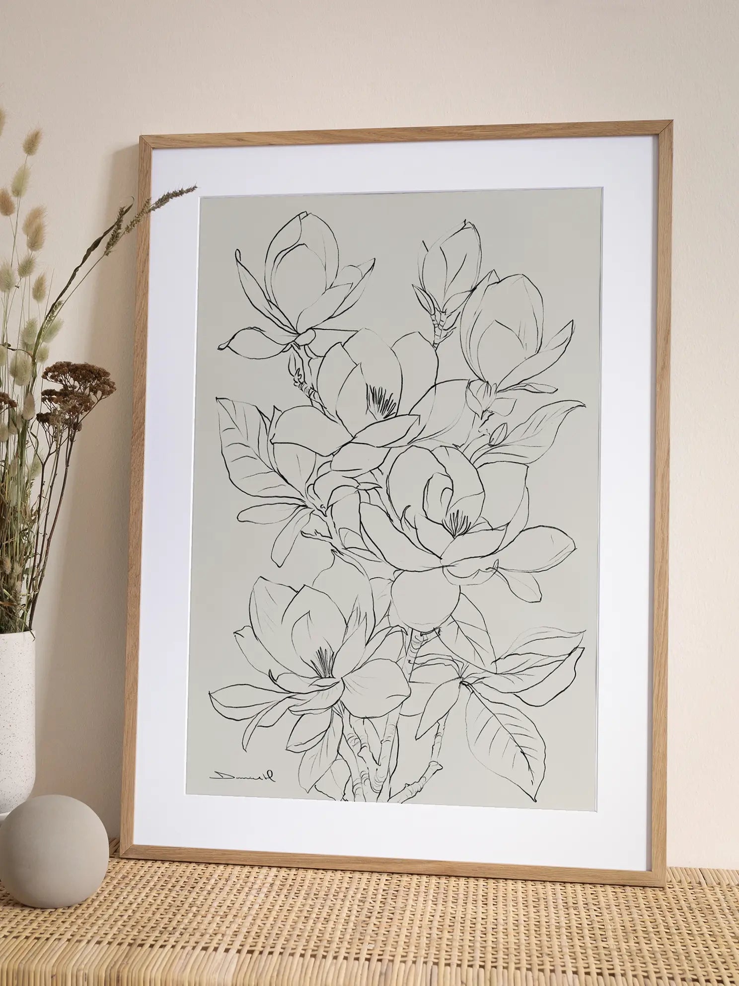 Magnolia Drawing Poster
