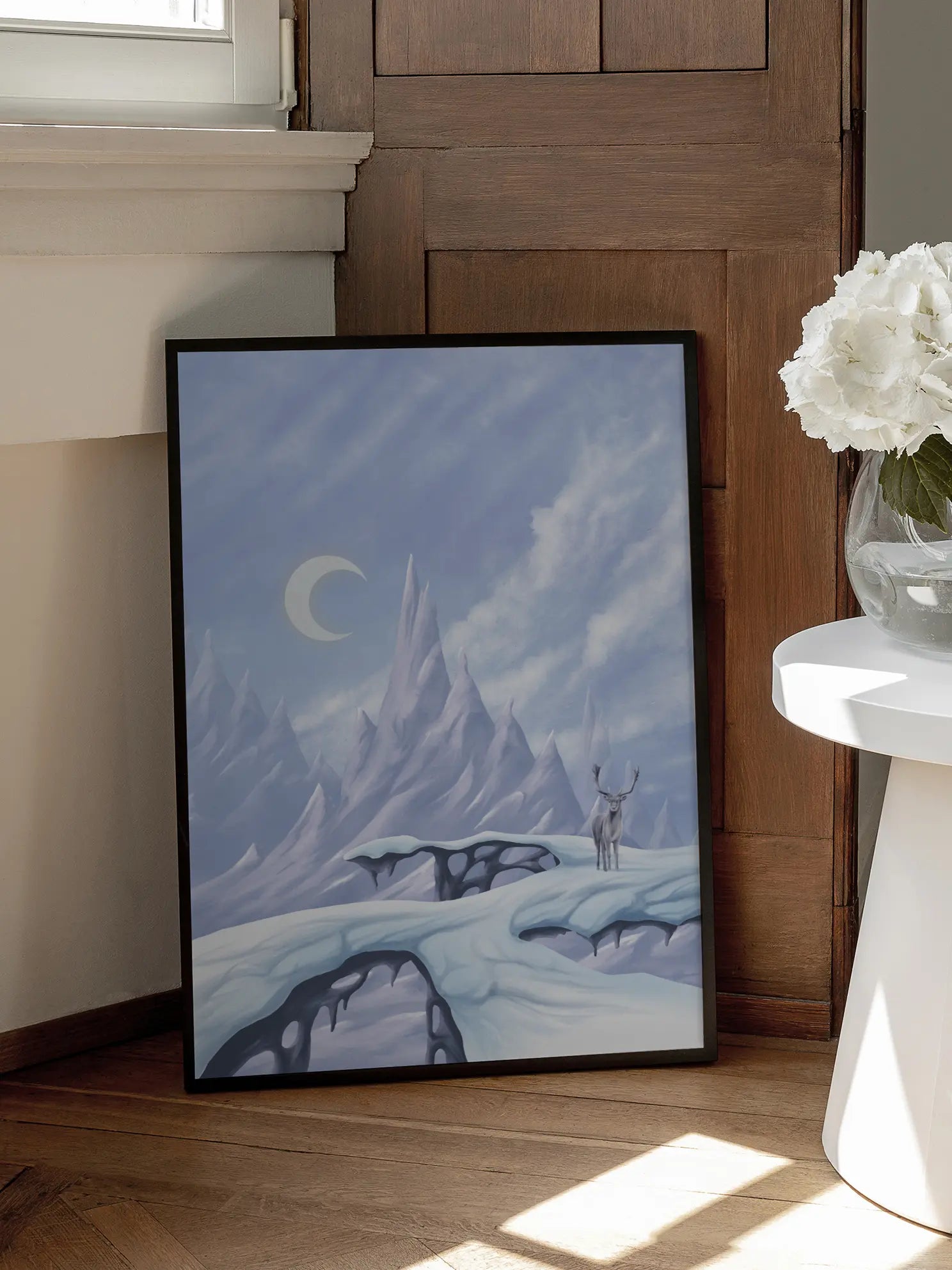Majestic Stag on Icy Terrain Poster