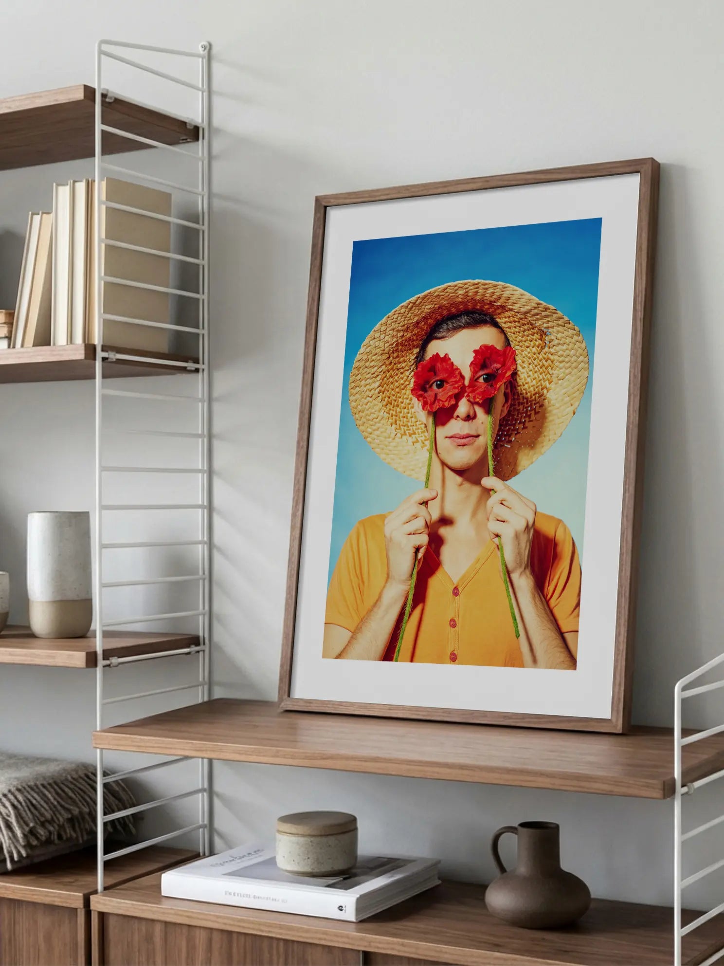 Man with Red Flowers Poster