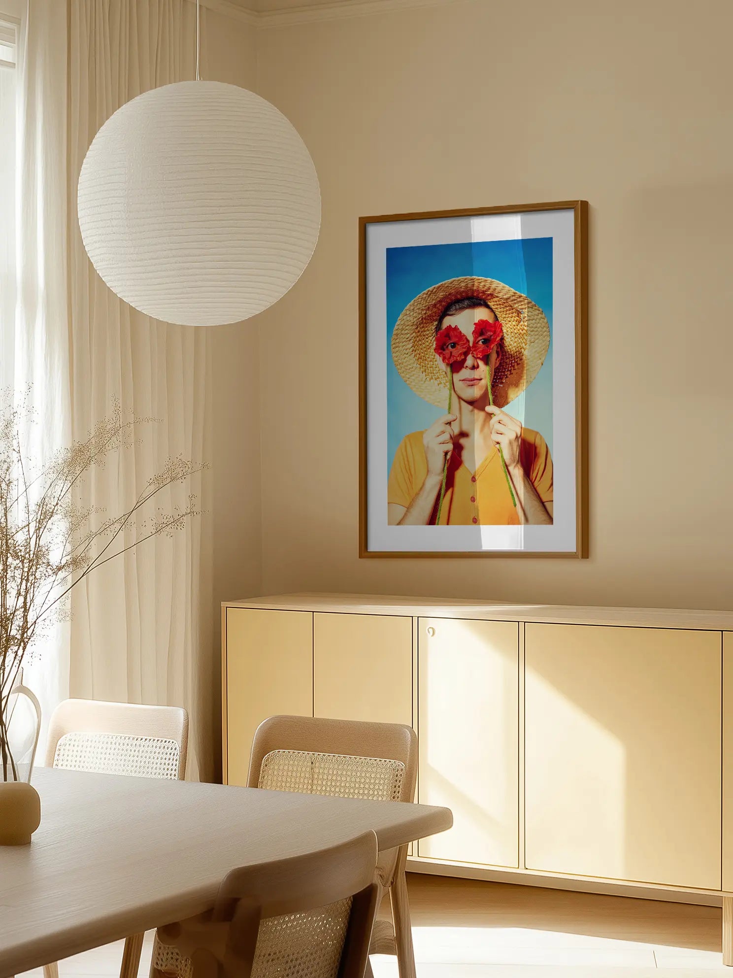 Man with Red Flowers Poster