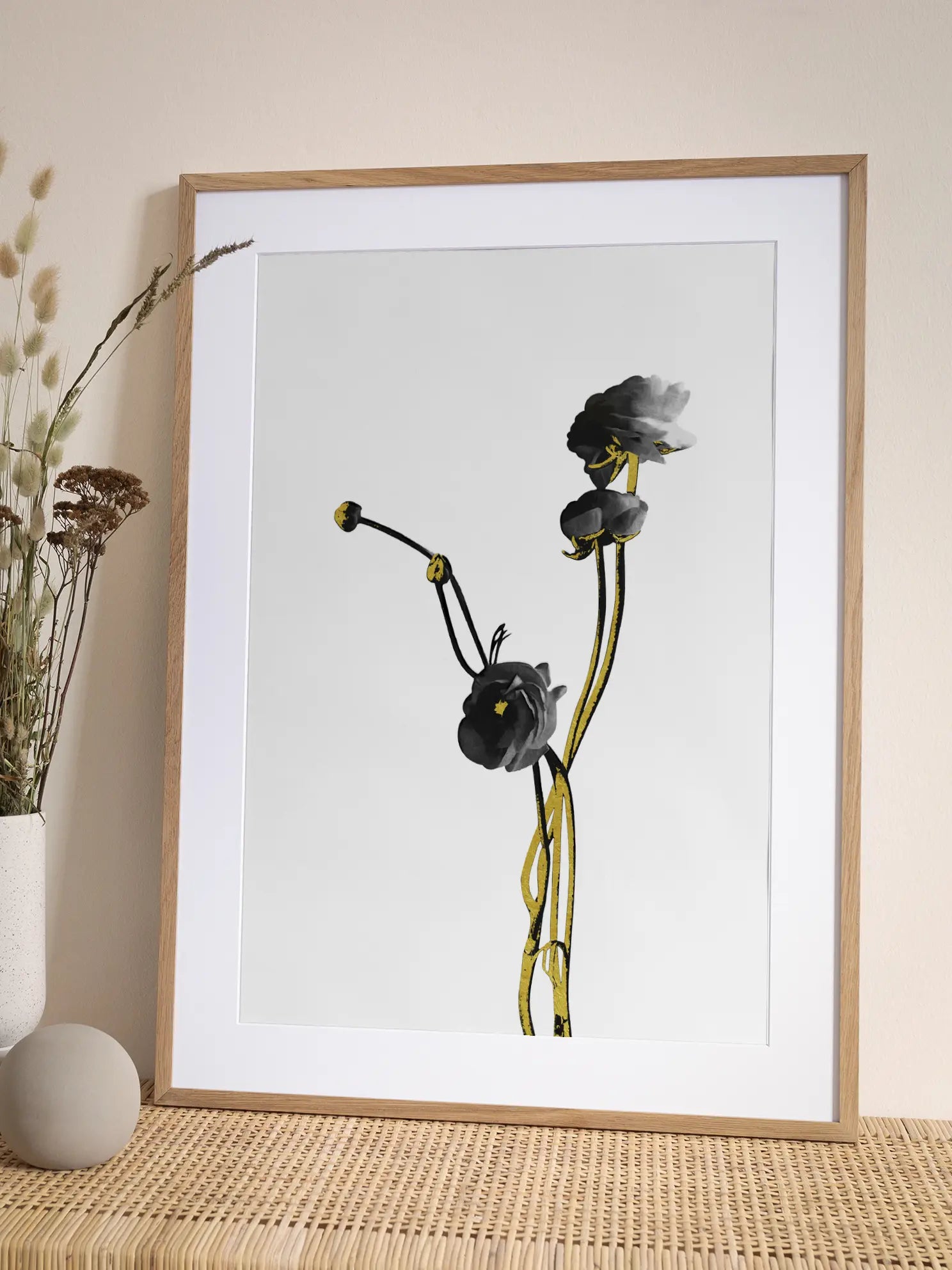 Minimal Black and Gold Botanical No1 Poster