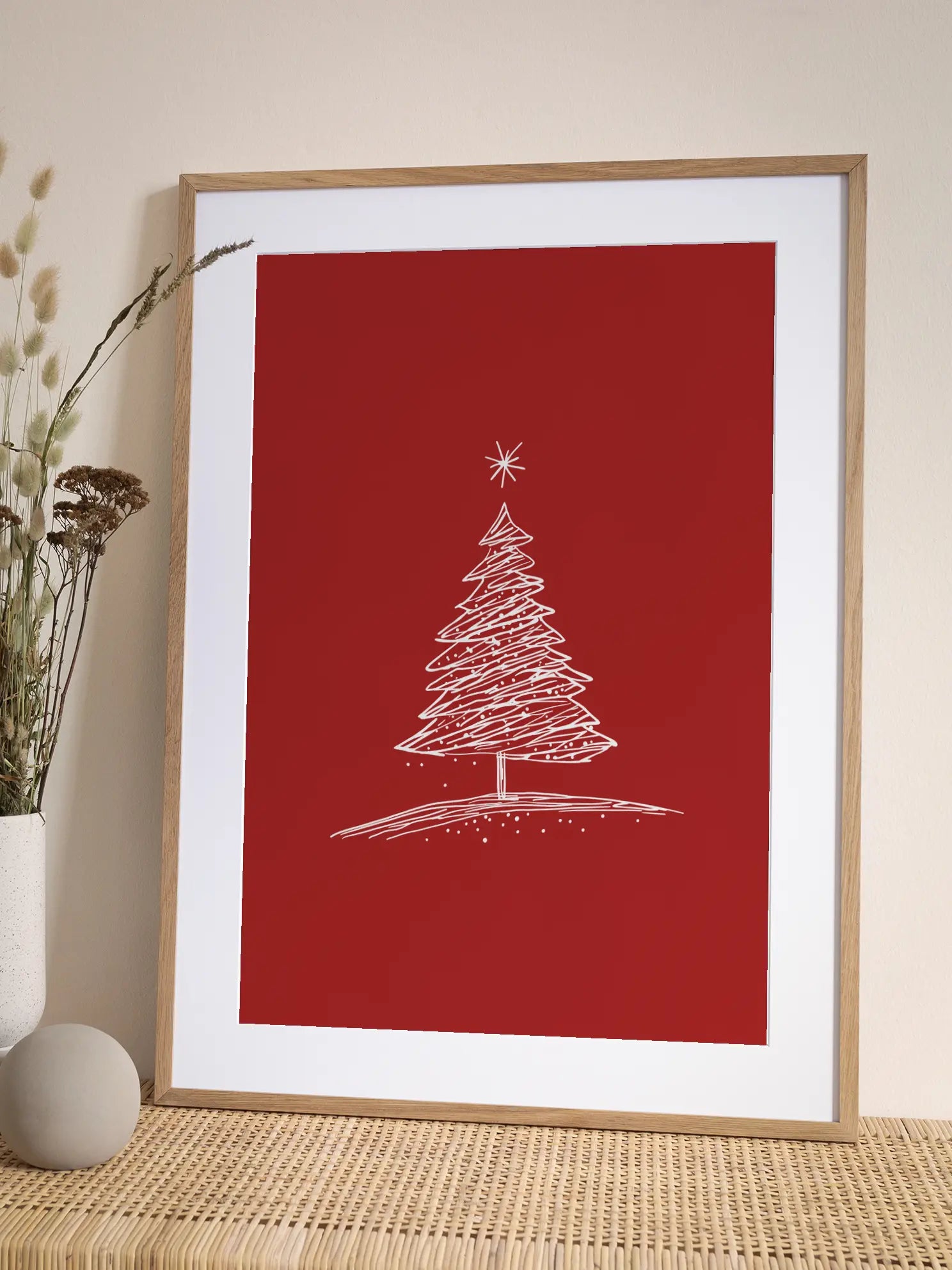 Minimal Red Christmas Sketch Poster