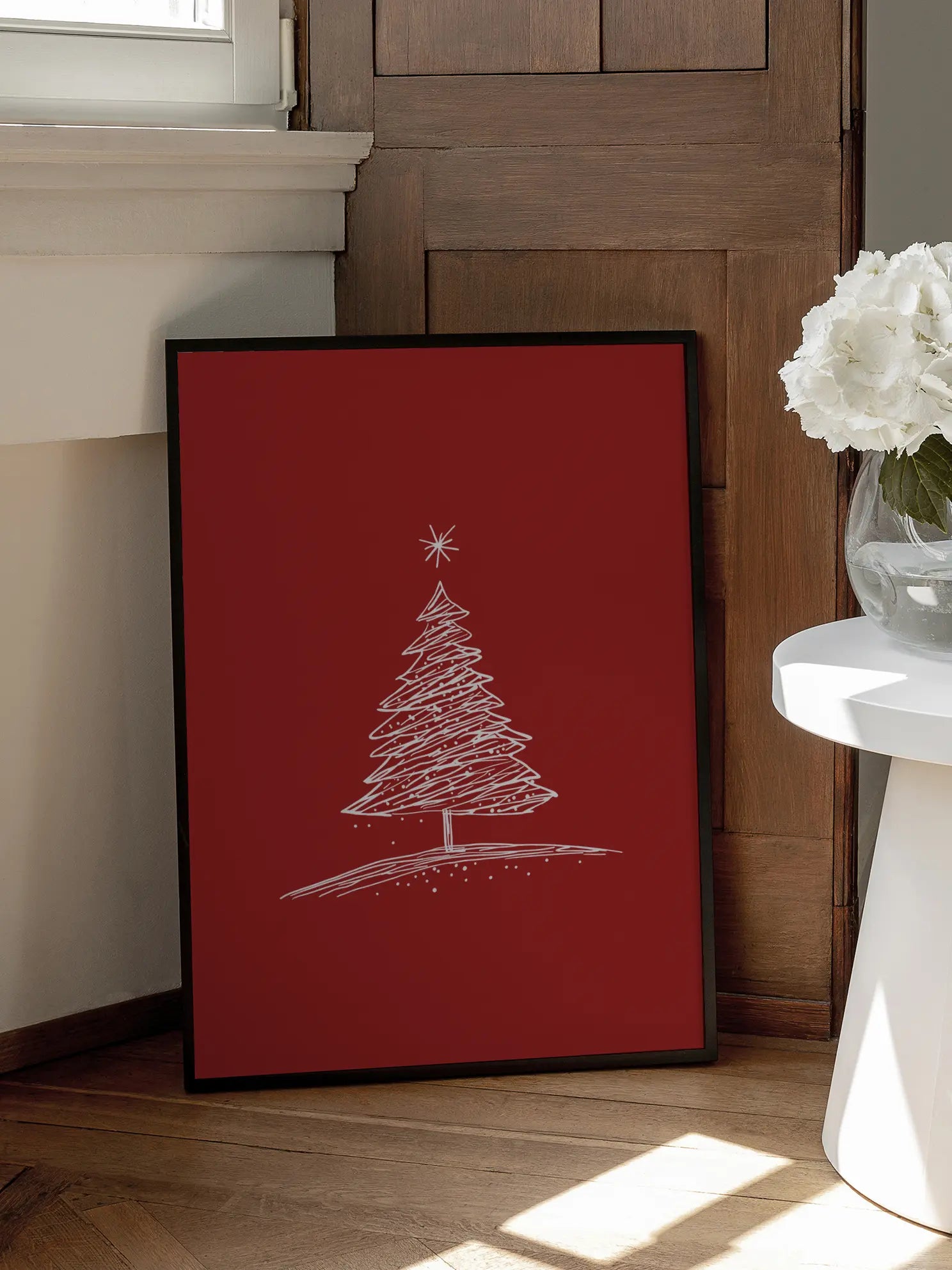 Minimal Red Christmas Sketch Poster