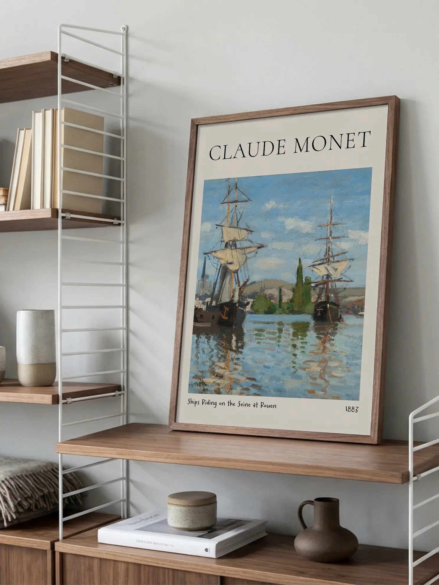 Monet — Ships Riding on the Seine at Rouen Poster